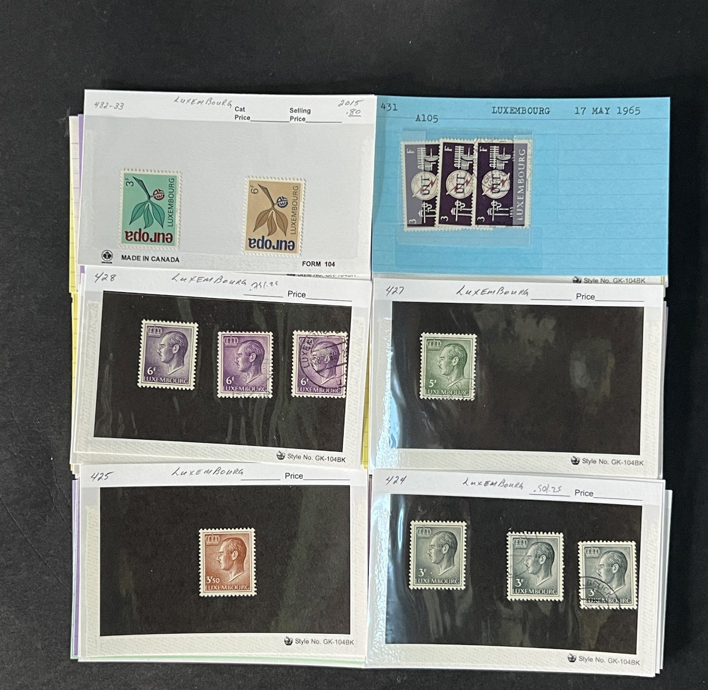 Luxembourg Stamp Collection on Dealer Cards $200 CV ZAYIX 0825CB414627