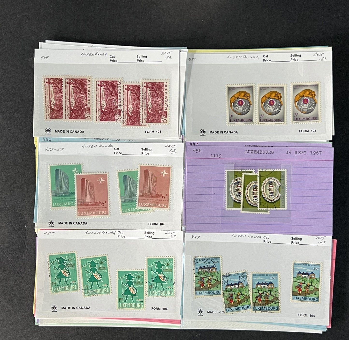 Luxembourg Stamp Collection on Dealer Cards $200 CV ZAYIX 0825CB414627