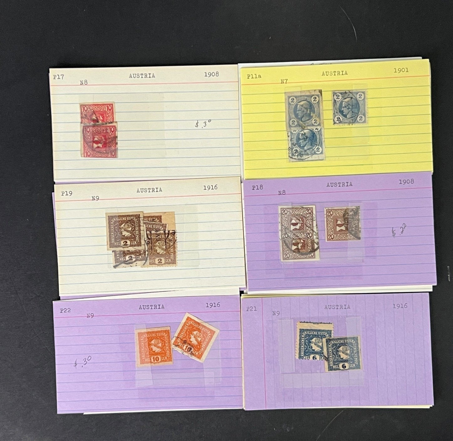 Austria Stamp Collection on Dealer Cards $248 CV ZAYIX 0825CB414630