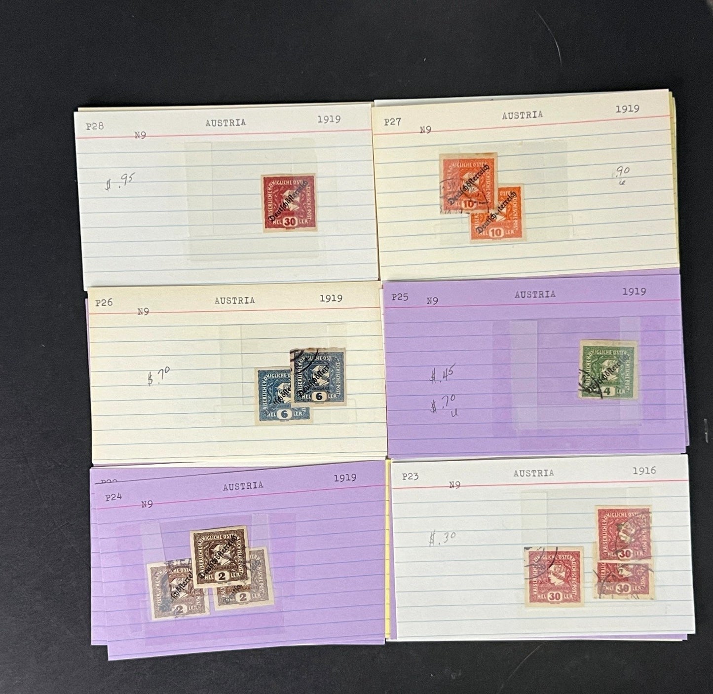 Austria Stamp Collection on Dealer Cards $248 CV ZAYIX 0825CB414630
