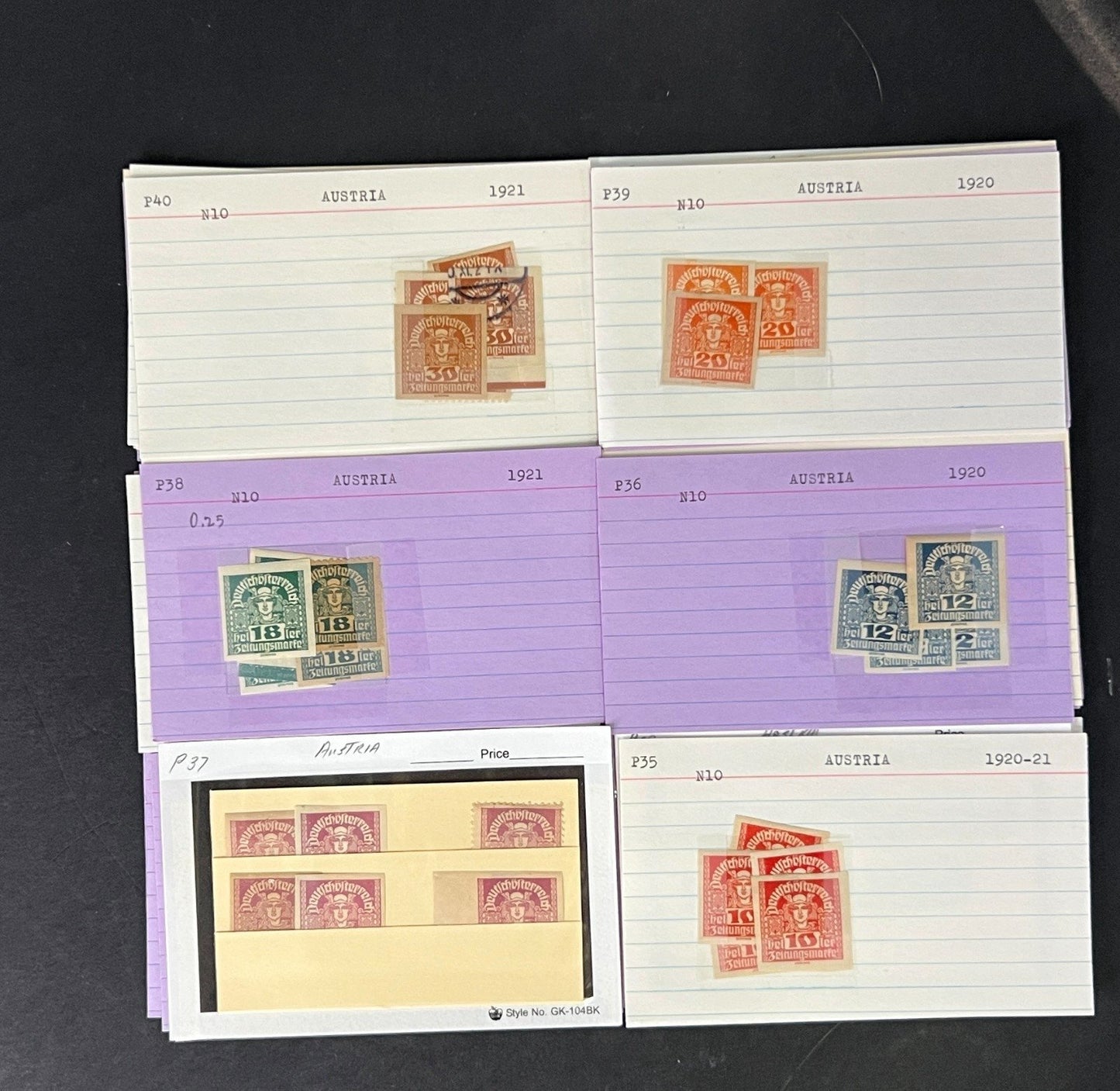 Austria Stamp Collection on Dealer Cards $248 CV ZAYIX 0825CB414630