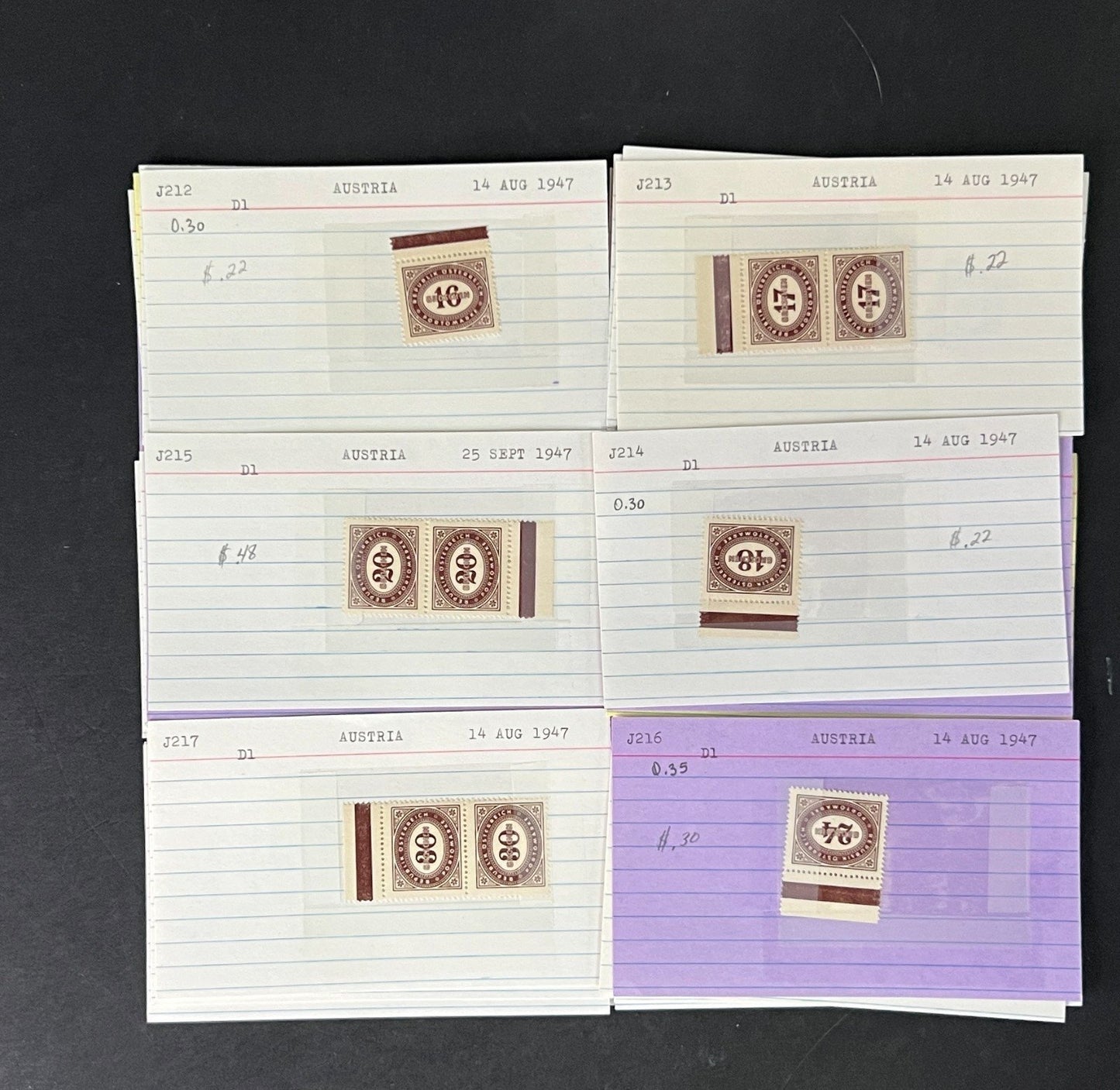 Austria Stamp Collection on Dealer Cards $248 CV ZAYIX 0825CB414630