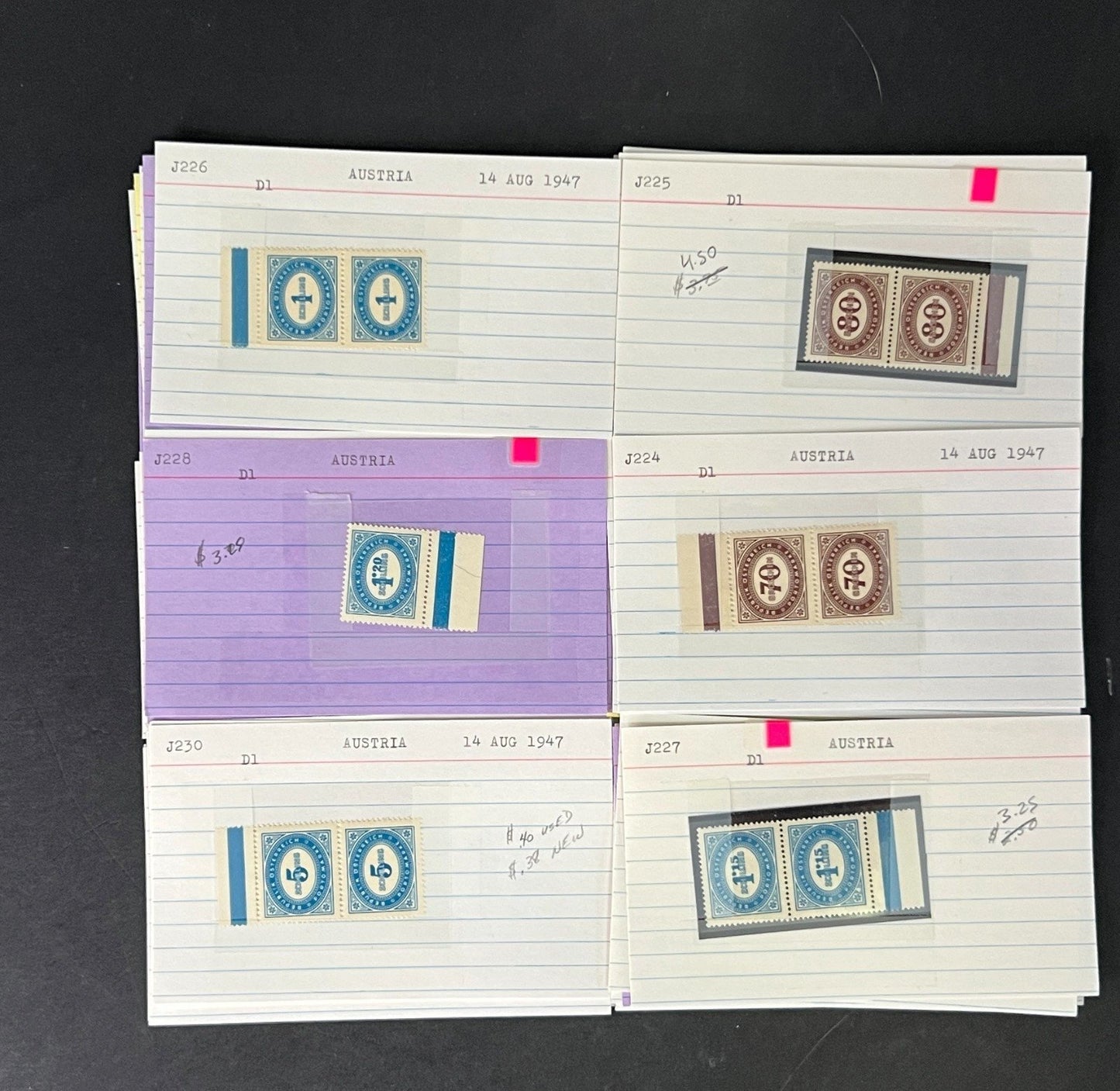 Austria Stamp Collection on Dealer Cards $248 CV ZAYIX 0825CB414630