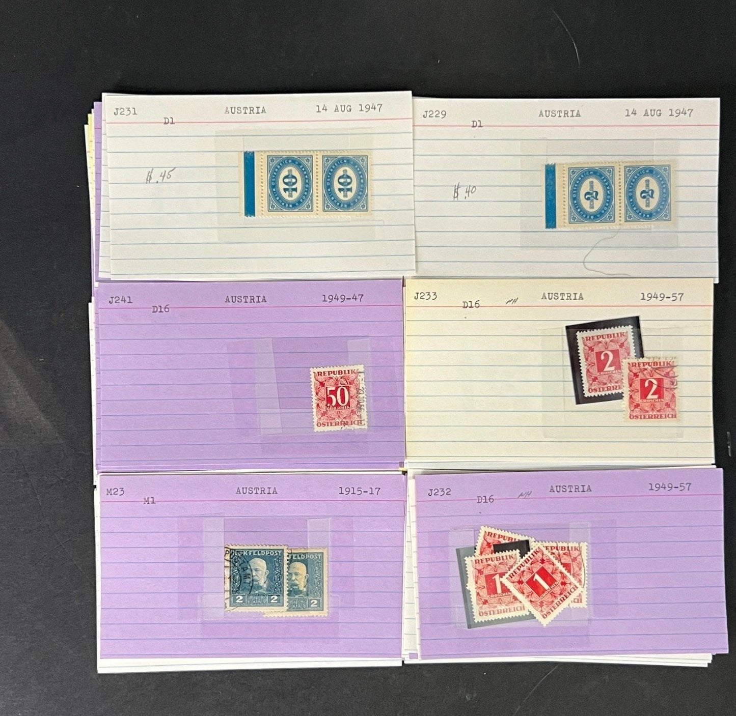 Austria Stamp Collection on Dealer Cards $248 CV ZAYIX 0825CB414630