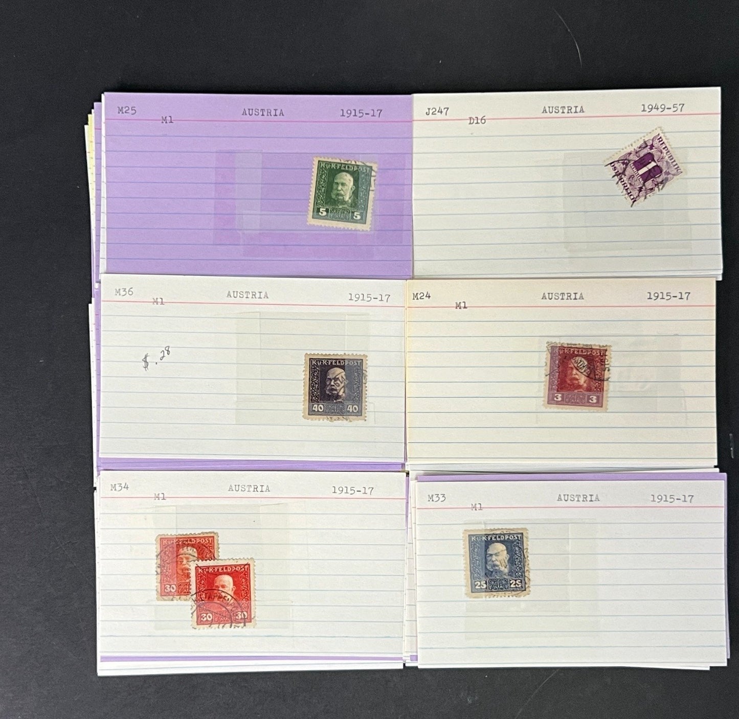 Austria Stamp Collection on Dealer Cards $248 CV ZAYIX 0825CB414630
