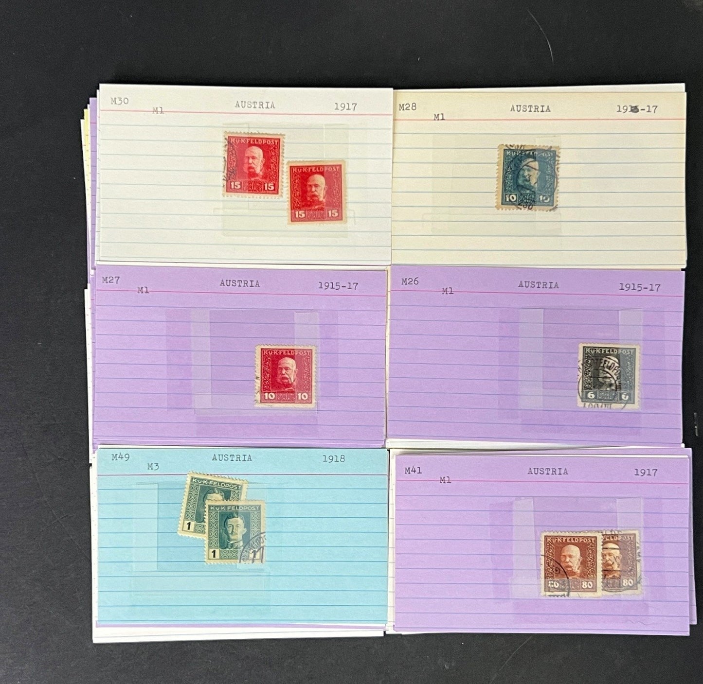 Austria Stamp Collection on Dealer Cards $248 CV ZAYIX 0825CB414630