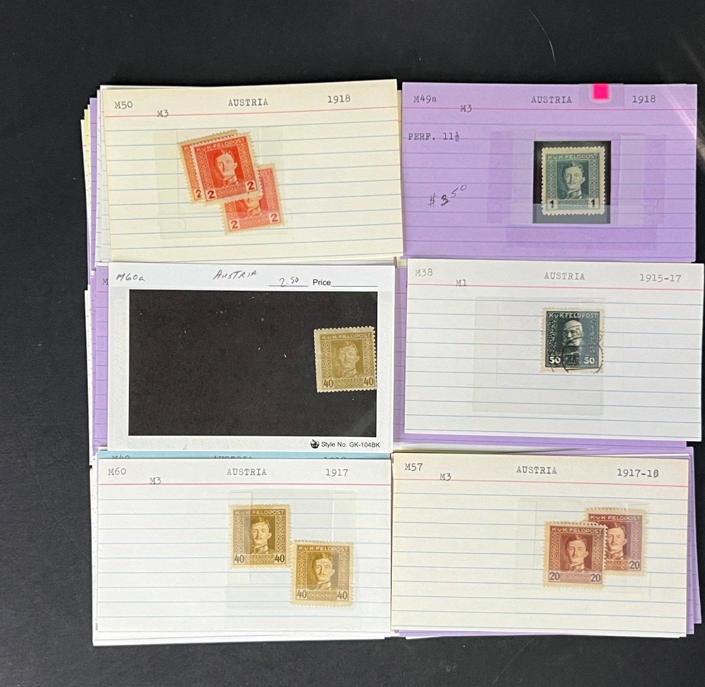 Austria Stamp Collection on Dealer Cards $248 CV ZAYIX 0825CB414630