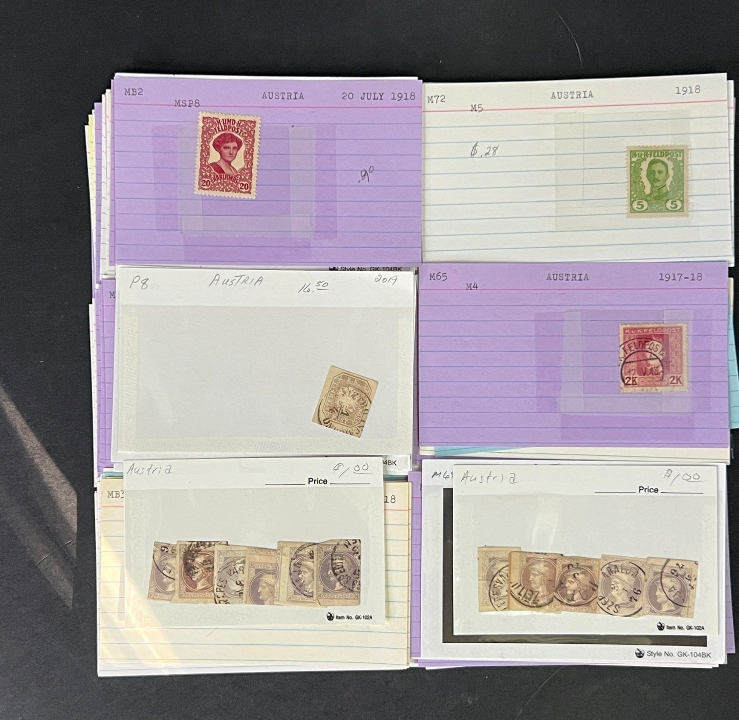 Austria Stamp Collection on Dealer Cards $248 CV ZAYIX 0825CB414630
