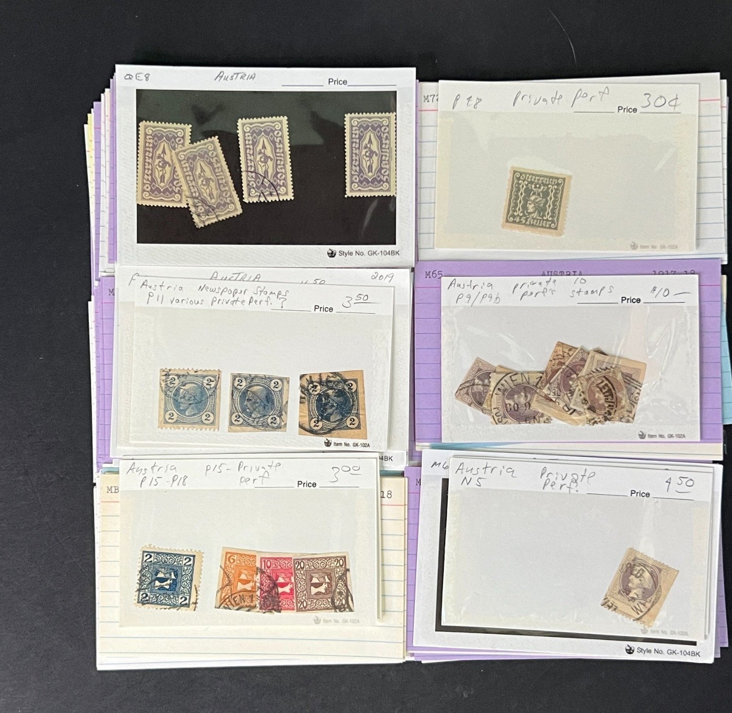 Austria Stamp Collection on Dealer Cards $248 CV ZAYIX 0825CB414630