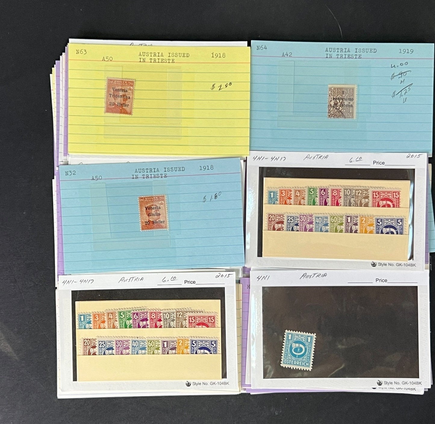 Austria Stamp Collection on Dealer Cards $248 CV ZAYIX 0825CB414630