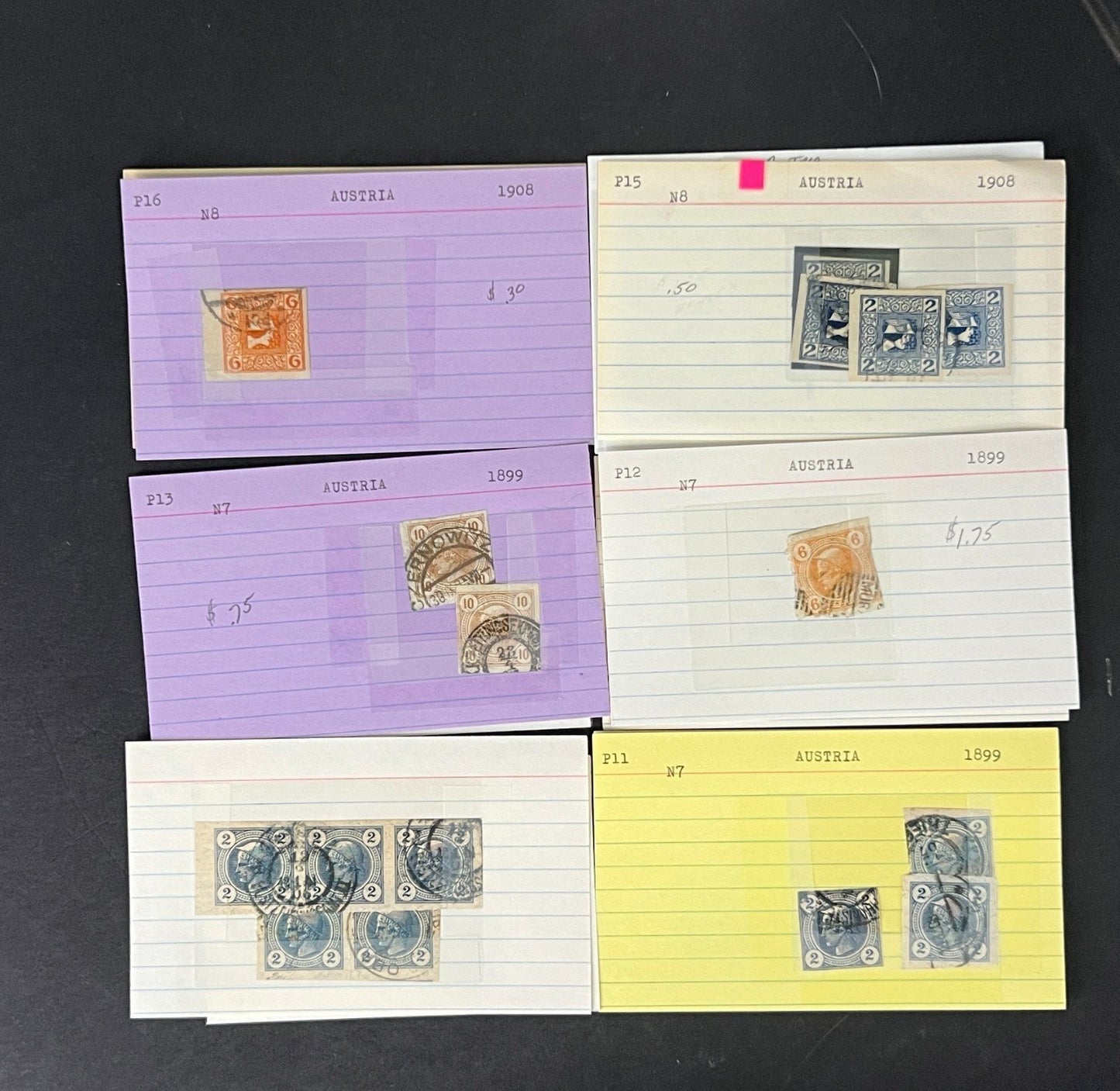 Austria Stamp Collection on Dealer Cards $248 CV ZAYIX 0825CB414630