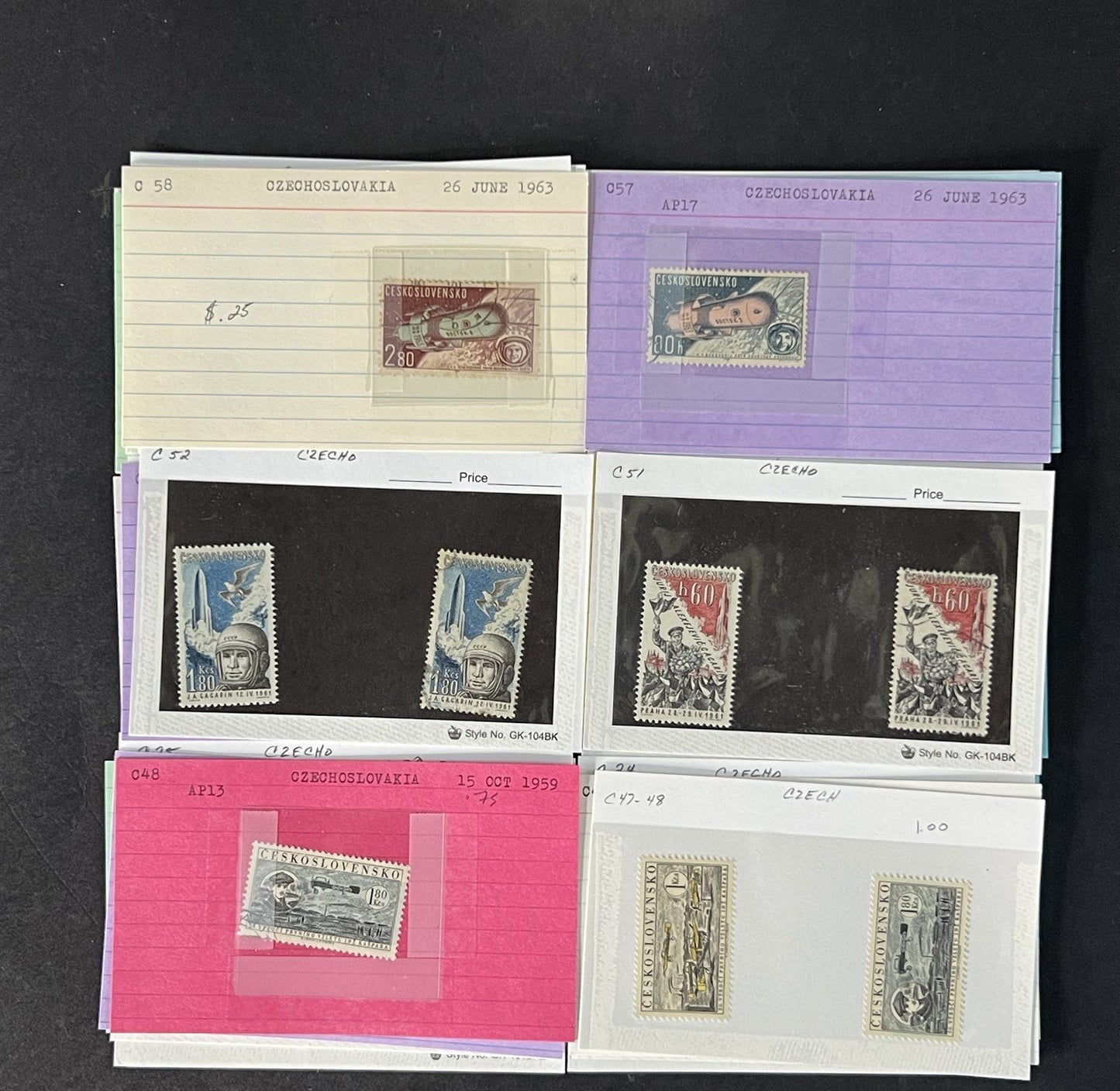 Czechoslovakia Stamp Collection BoB Mint/Used mix Dealer Cards $93 CV ZAYIX