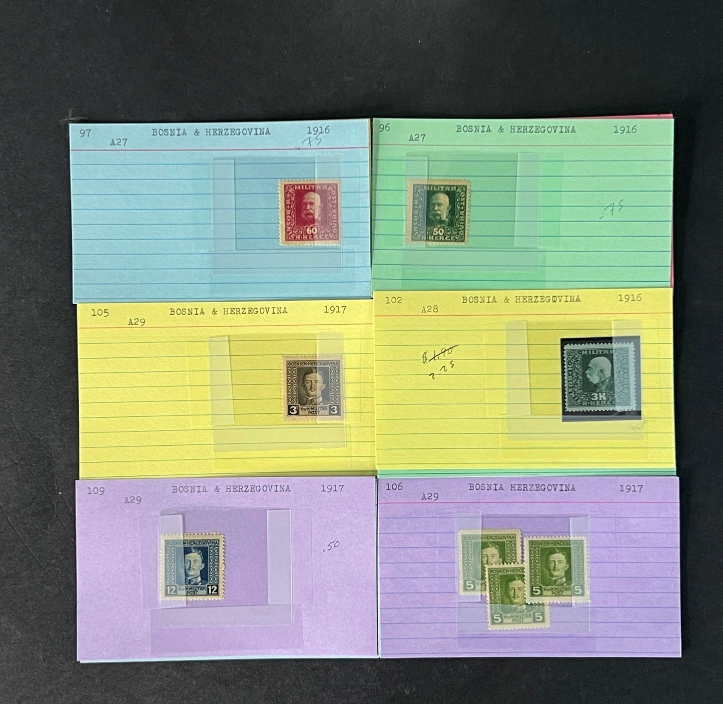 Bosnia & Herzegovina Stamp Collection on Dealer Cards $215 CV ZAYIX 0825CB414632