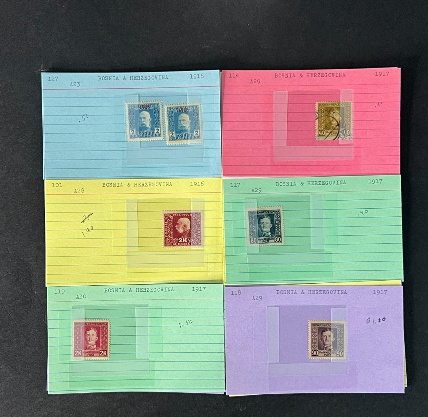 Bosnia & Herzegovina Stamp Collection on Dealer Cards $215 CV ZAYIX 0825CB414632