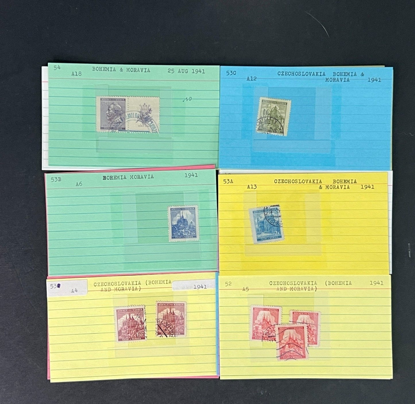 Bohemia & Moravia Stamp Collection on Dealer Cards $60 CV ZAYIX 0825CB414634
