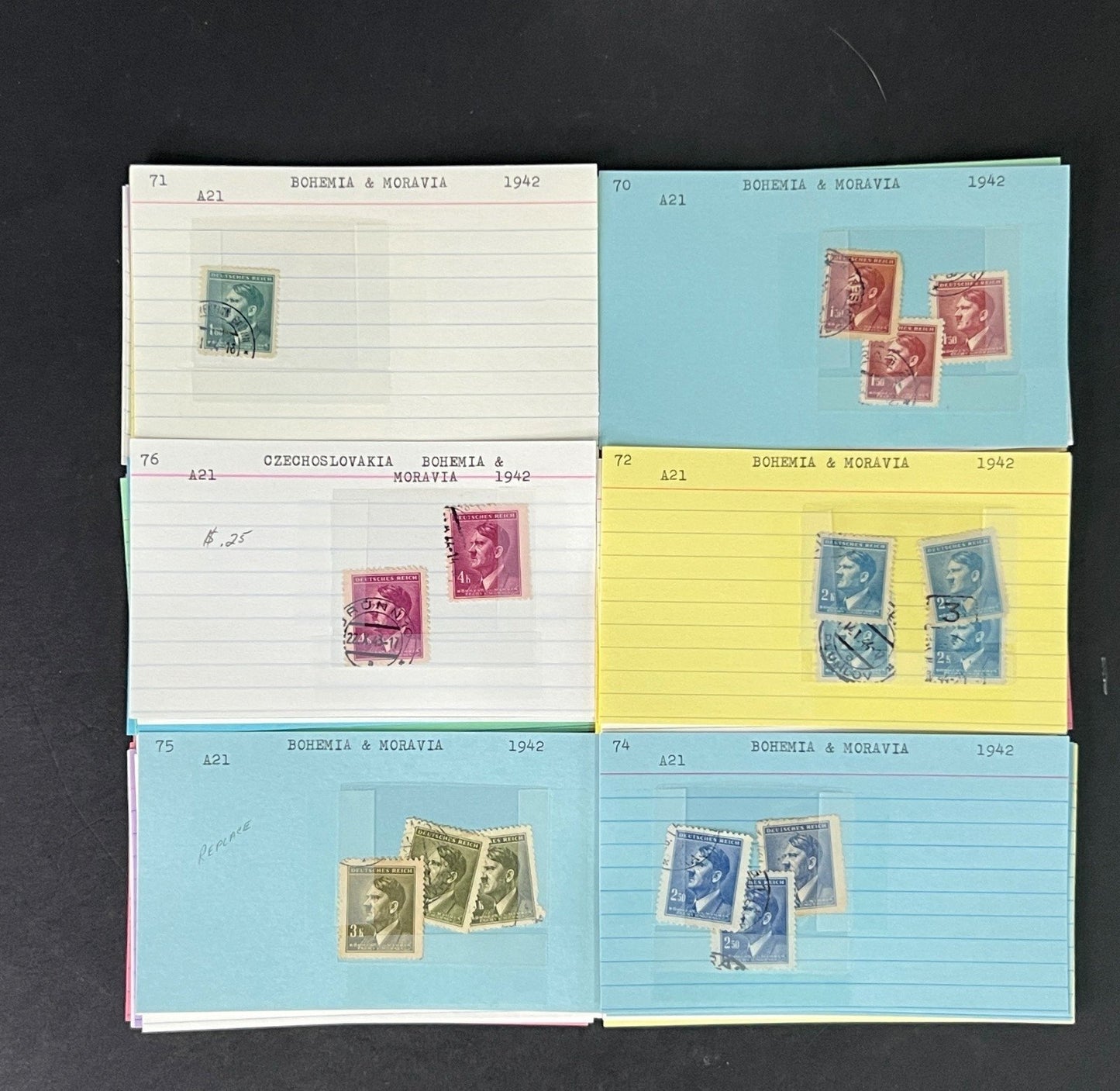 Bohemia & Moravia Stamp Collection on Dealer Cards $60 CV ZAYIX 0825CB414634