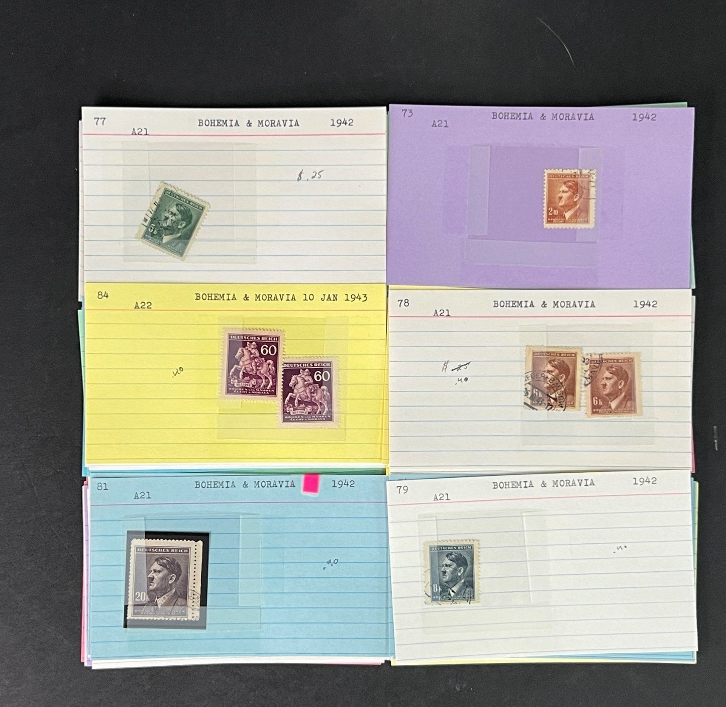 Bohemia & Moravia Stamp Collection on Dealer Cards $60 CV ZAYIX 0825CB414634