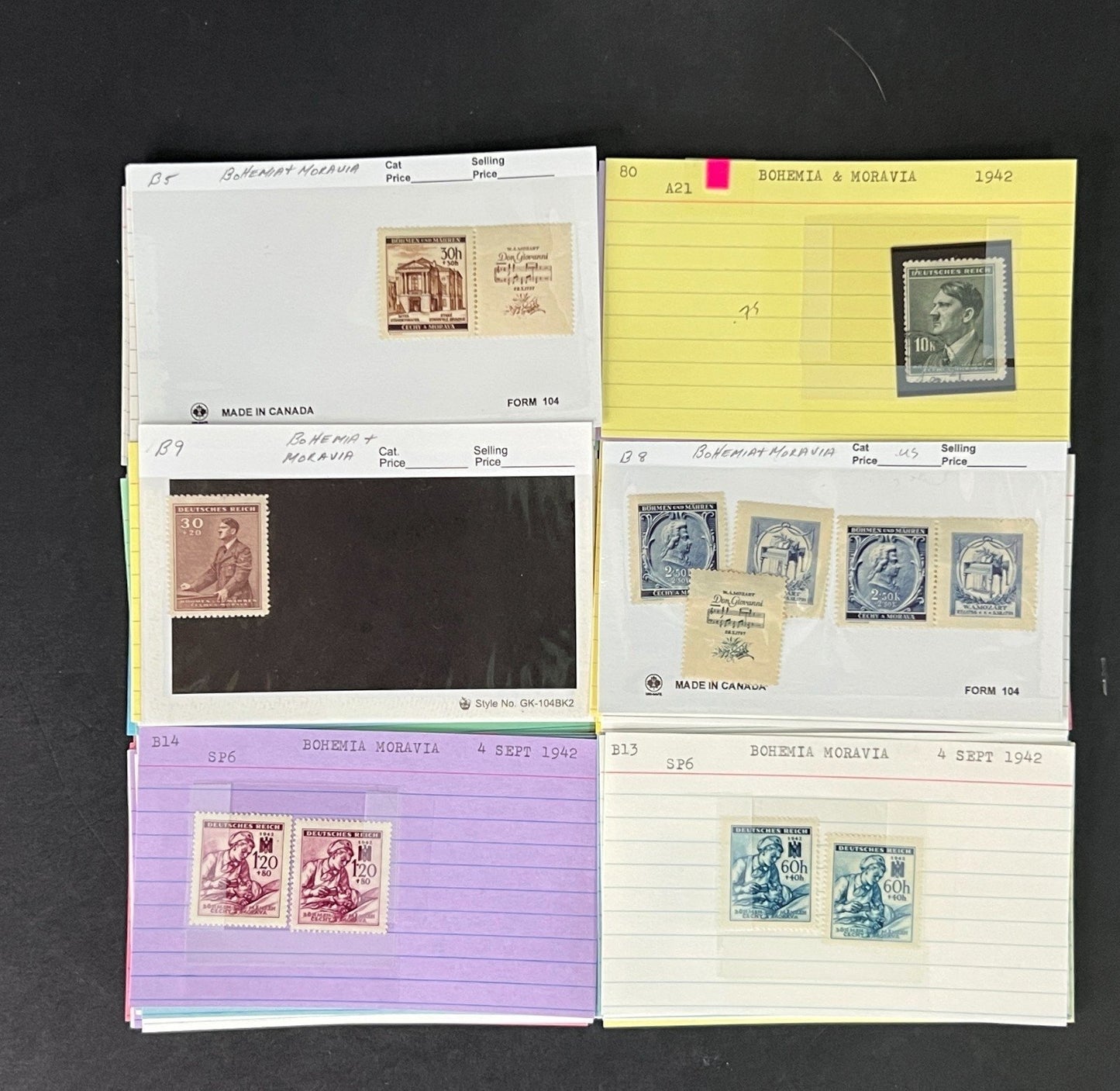 Bohemia & Moravia Stamp Collection on Dealer Cards $60 CV ZAYIX 0825CB414634