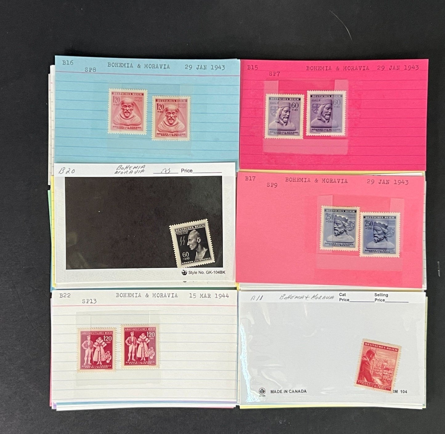 Bohemia & Moravia Stamp Collection on Dealer Cards $60 CV ZAYIX 0825CB414634