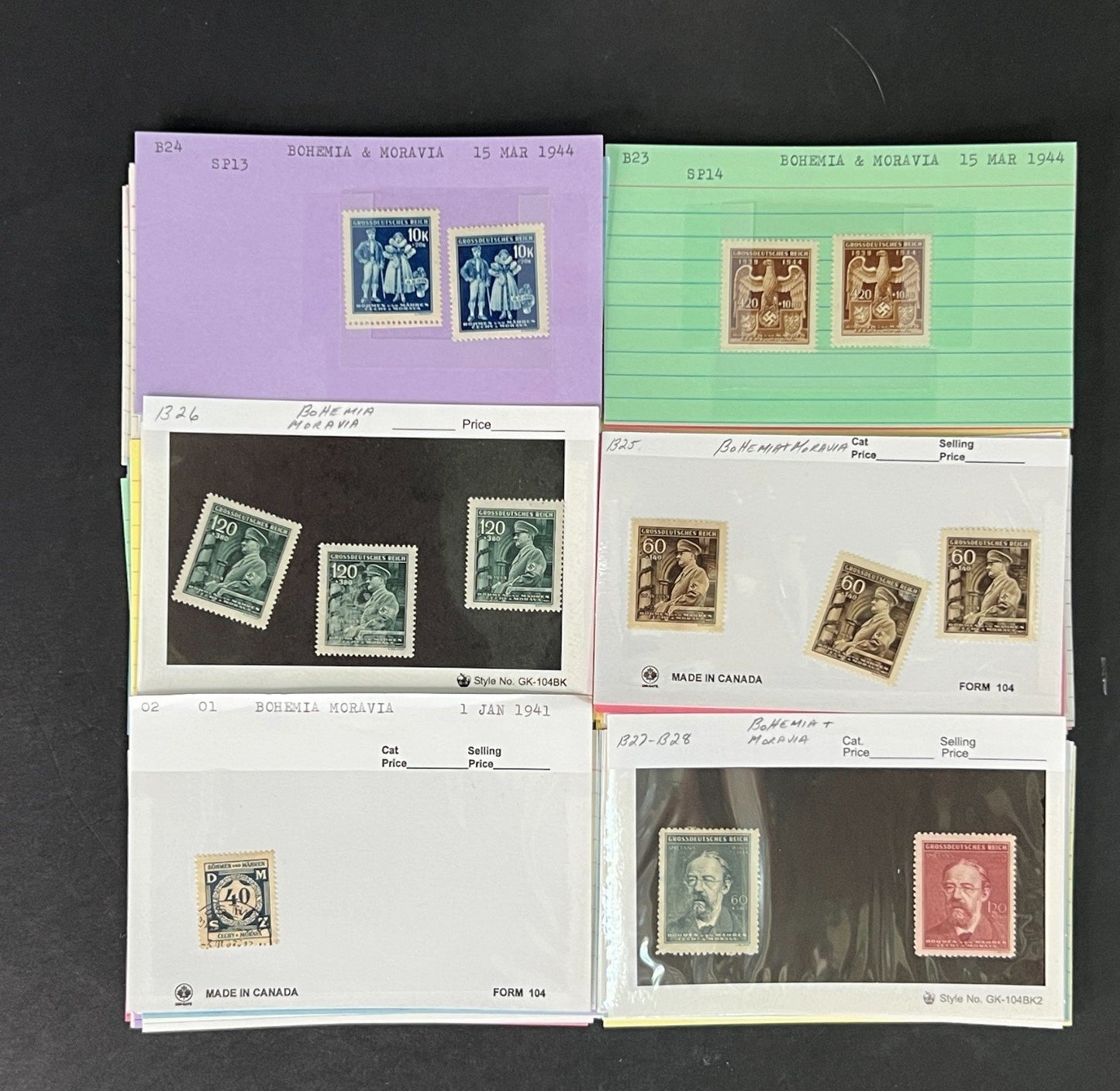Bohemia & Moravia Stamp Collection on Dealer Cards $60 CV ZAYIX 0825CB414634