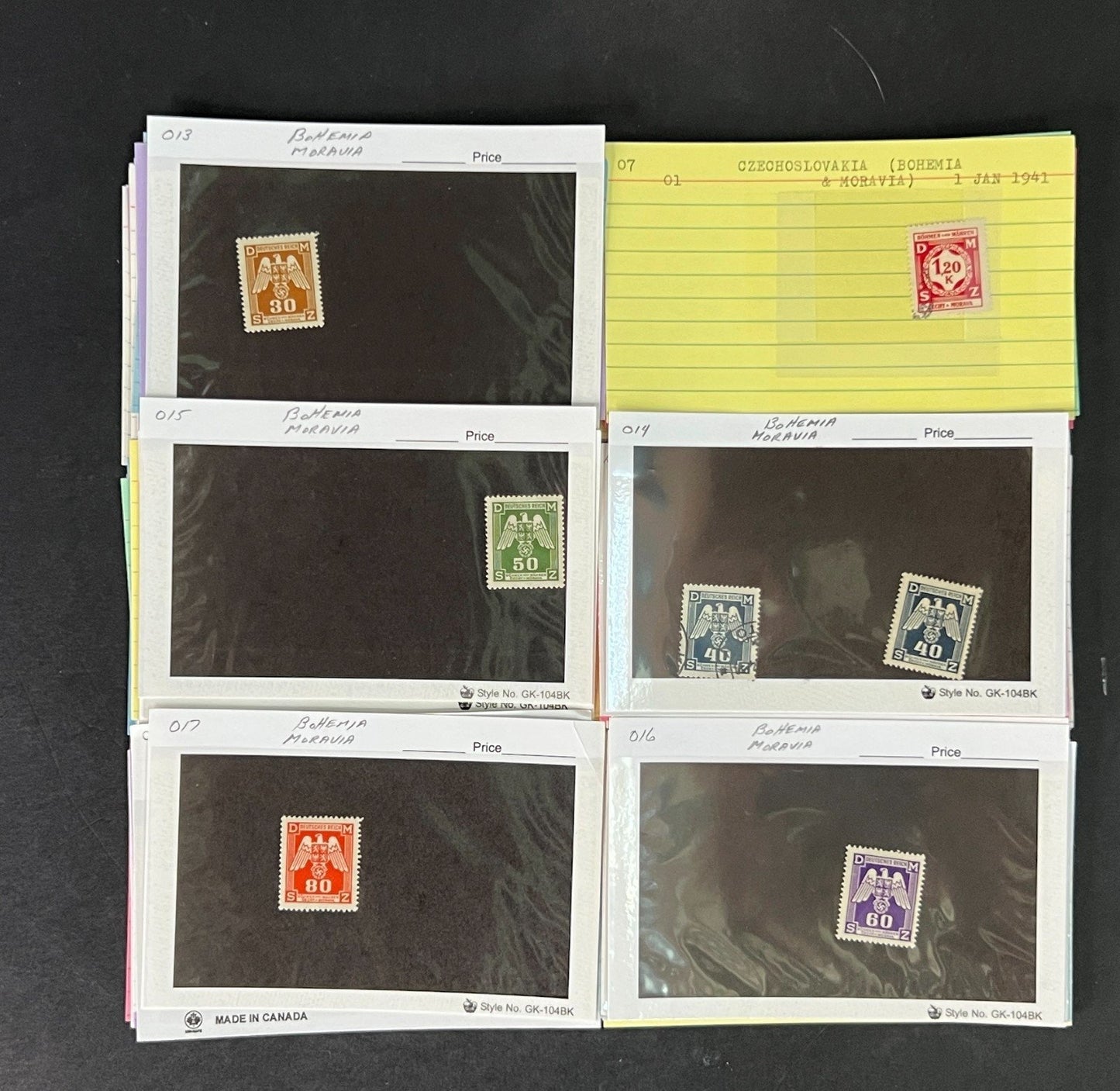 Bohemia & Moravia Stamp Collection on Dealer Cards $60 CV ZAYIX 0825CB414634
