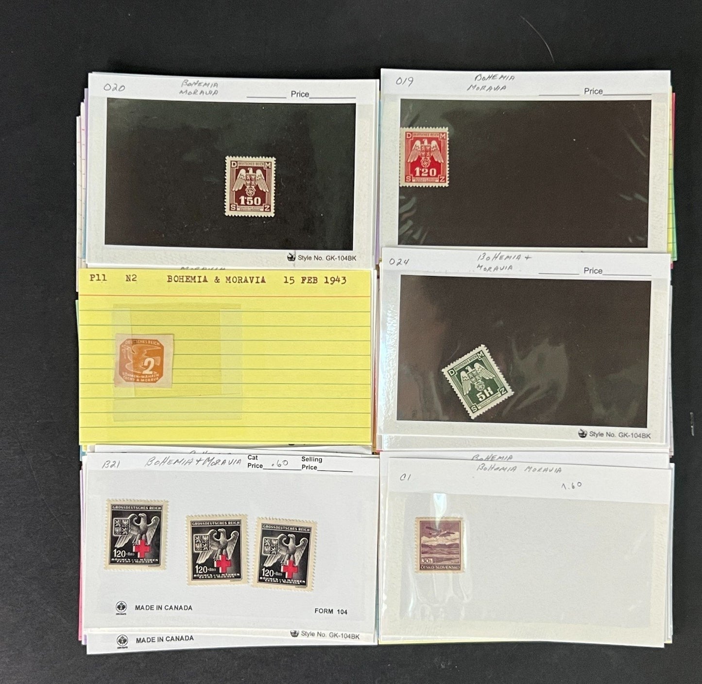 Bohemia & Moravia Stamp Collection on Dealer Cards $60 CV ZAYIX 0825CB414634