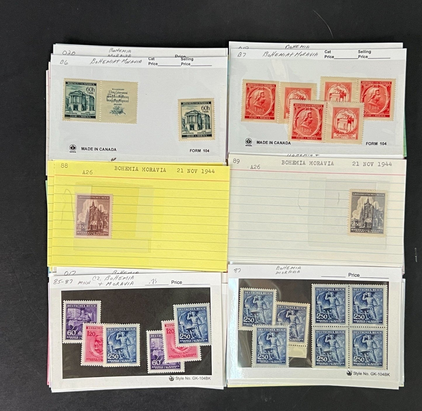 Bohemia & Moravia Stamp Collection on Dealer Cards $60 CV ZAYIX 0825CB414634