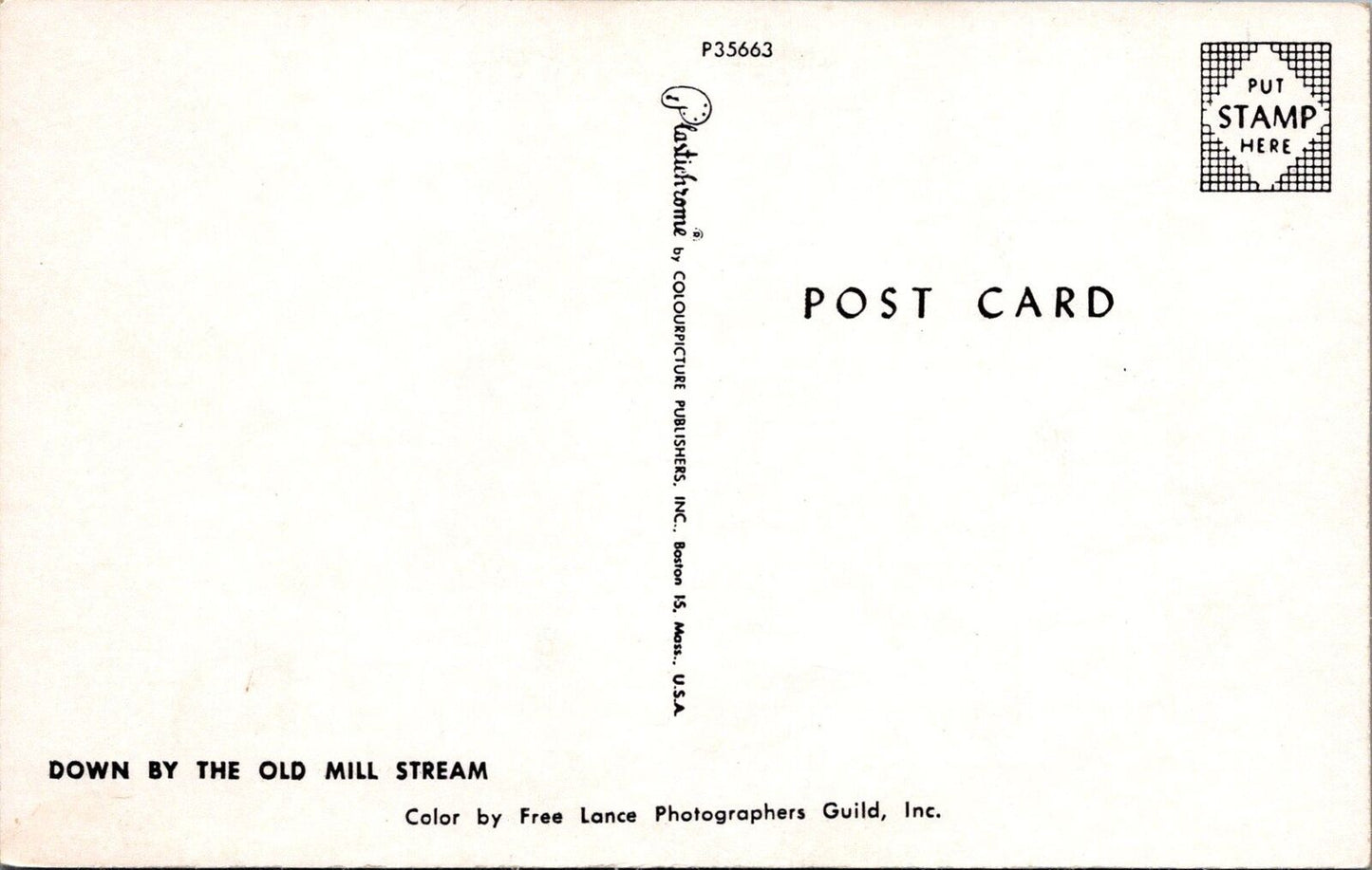 ZAYIX Postcard Down by the Old Mill Stream Free Lance Photographers 090222PC99