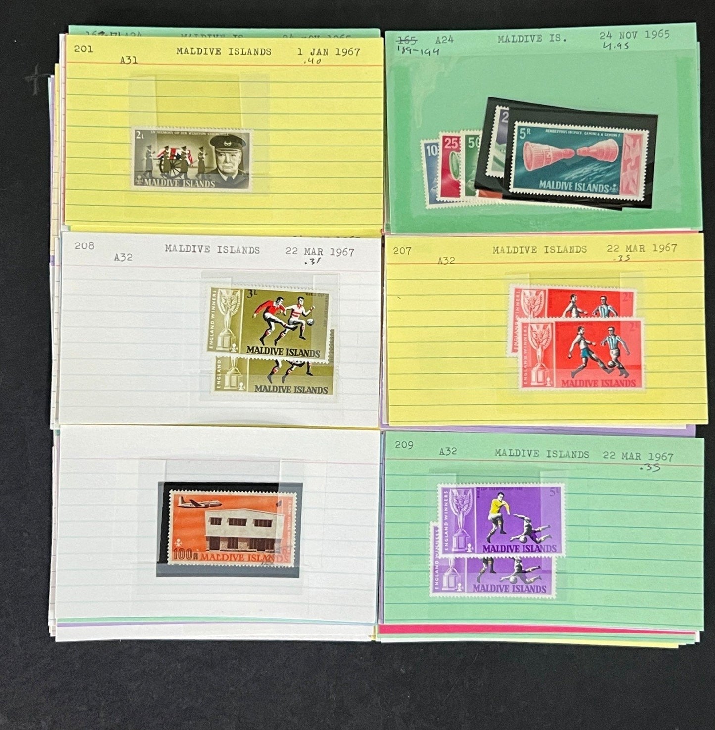 Maldive Islands Stamp Collection Dealer Cards Mint/Used Mix $230 CV ZAYIX