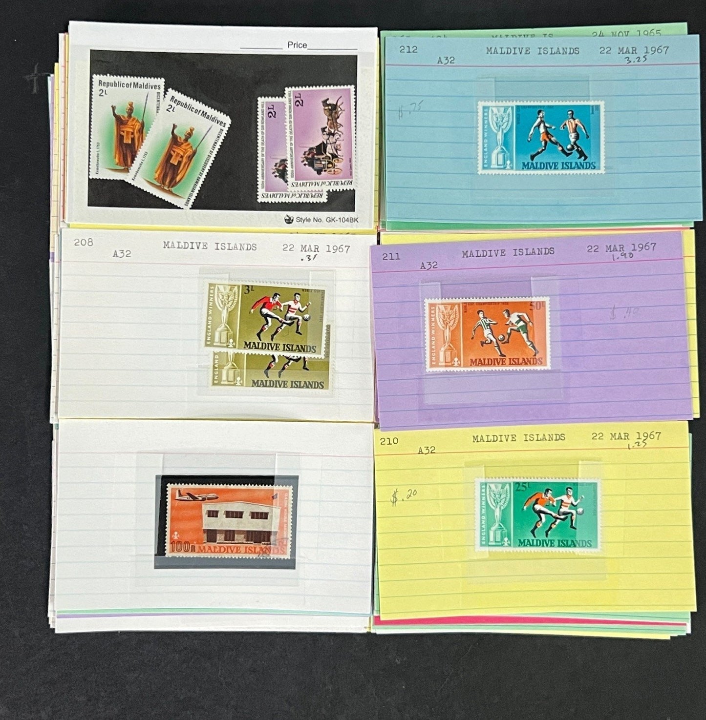 Maldive Islands Stamp Collection Dealer Cards Mint/Used Mix $230 CV ZAYIX