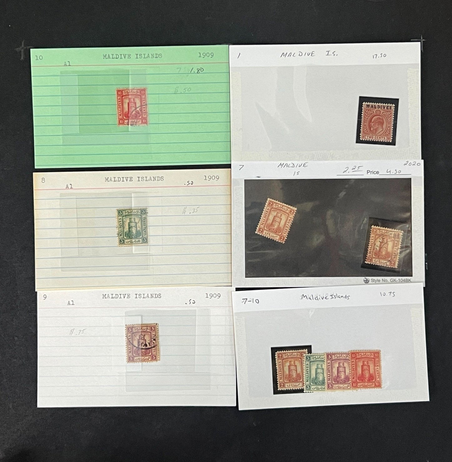 Maldive Islands Stamp Collection Dealer Cards Mint/Used Mix $230 CV ZAYIX