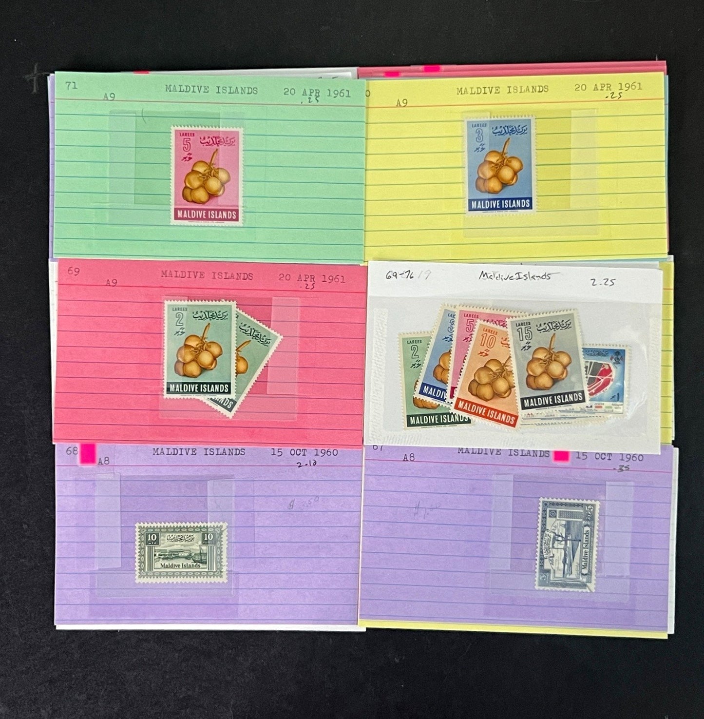 Maldive Islands Stamp Collection Dealer Cards Mint/Used Mix $230 CV ZAYIX