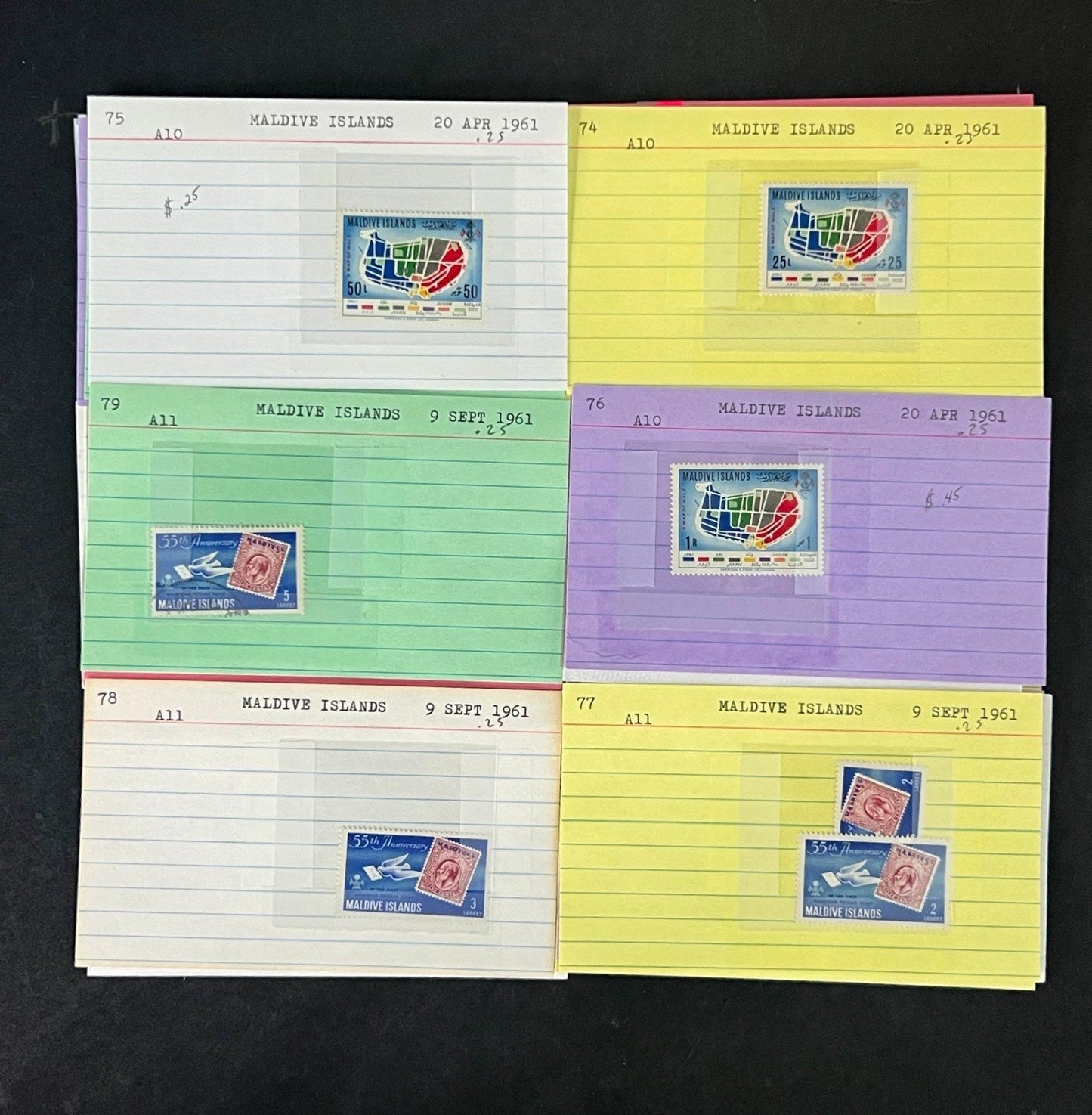 Maldive Islands Stamp Collection Dealer Cards Mint/Used Mix $230 CV ZAYIX