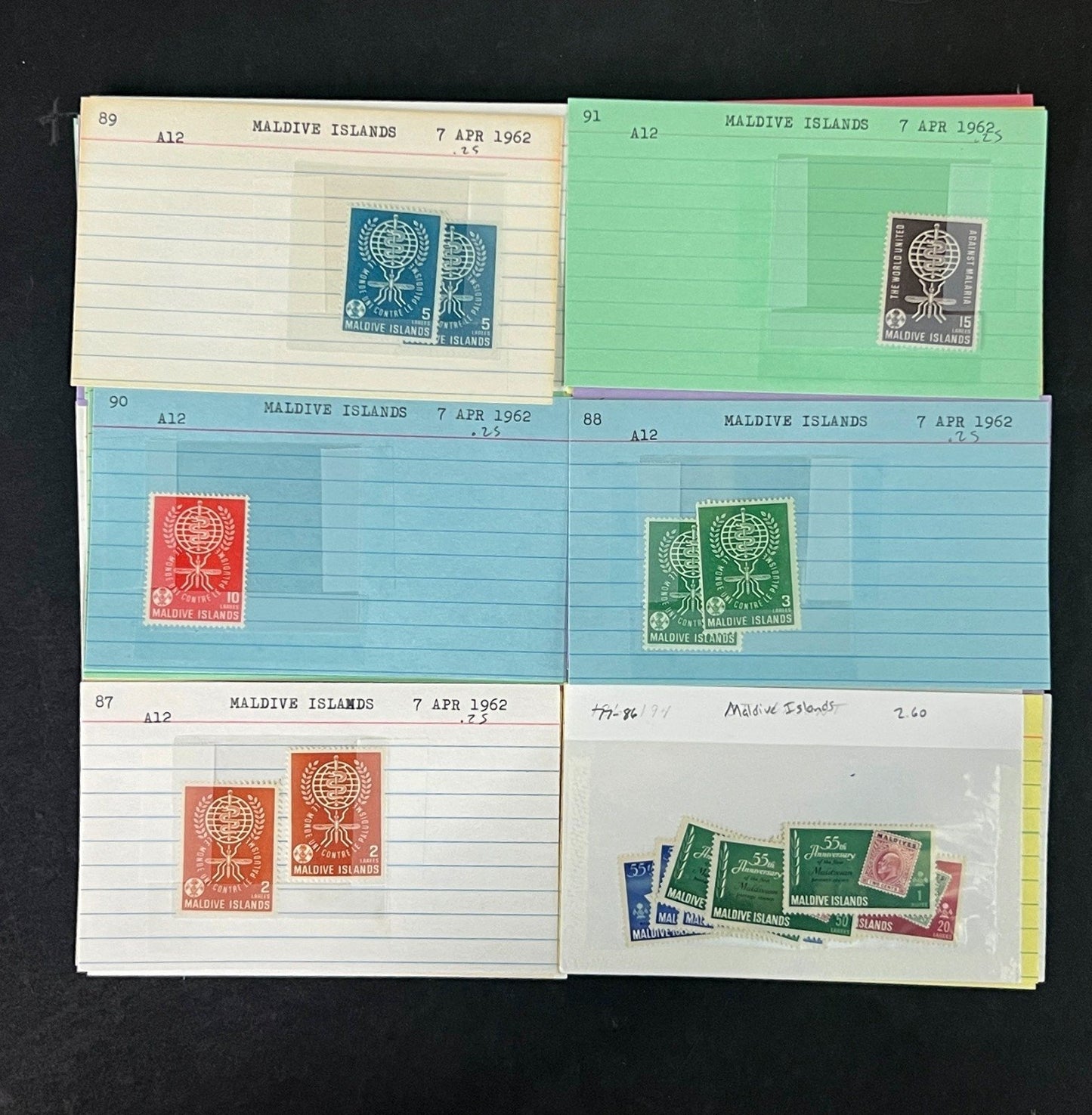 Maldive Islands Stamp Collection Dealer Cards Mint/Used Mix $230 CV ZAYIX