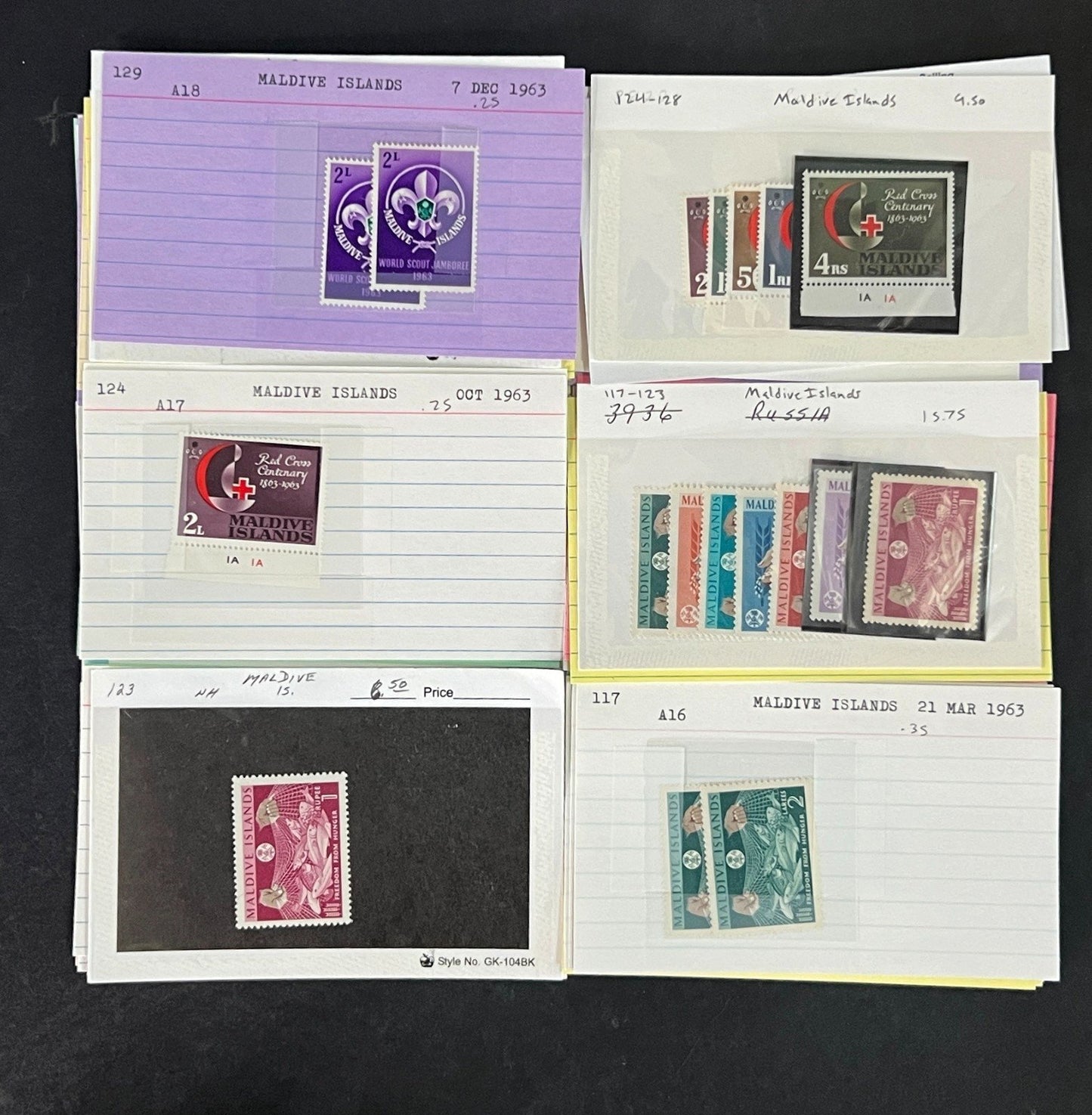 Maldive Islands Stamp Collection Dealer Cards Mint/Used Mix $230 CV ZAYIX