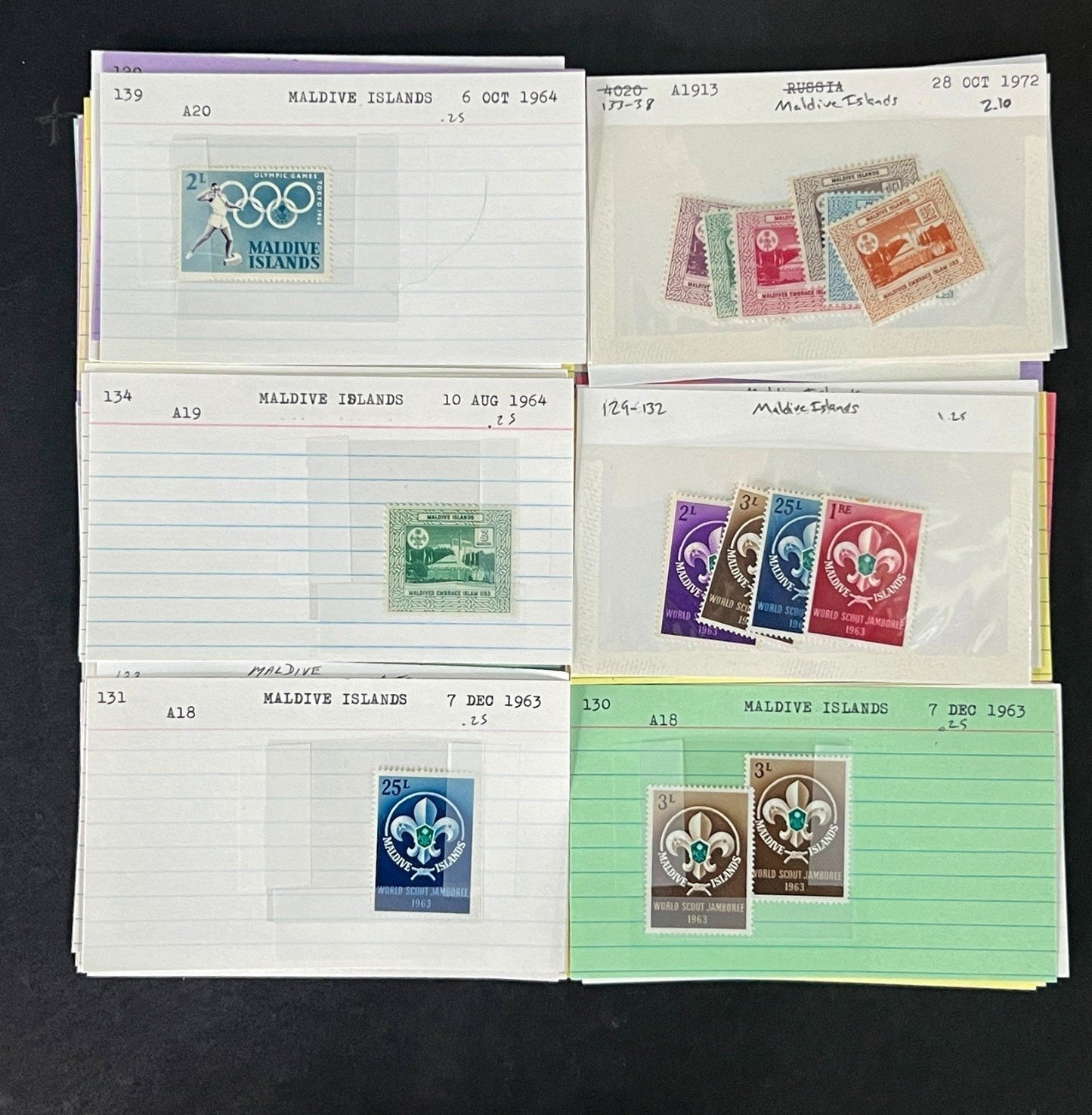 Maldive Islands Stamp Collection Dealer Cards Mint/Used Mix $230 CV ZAYIX