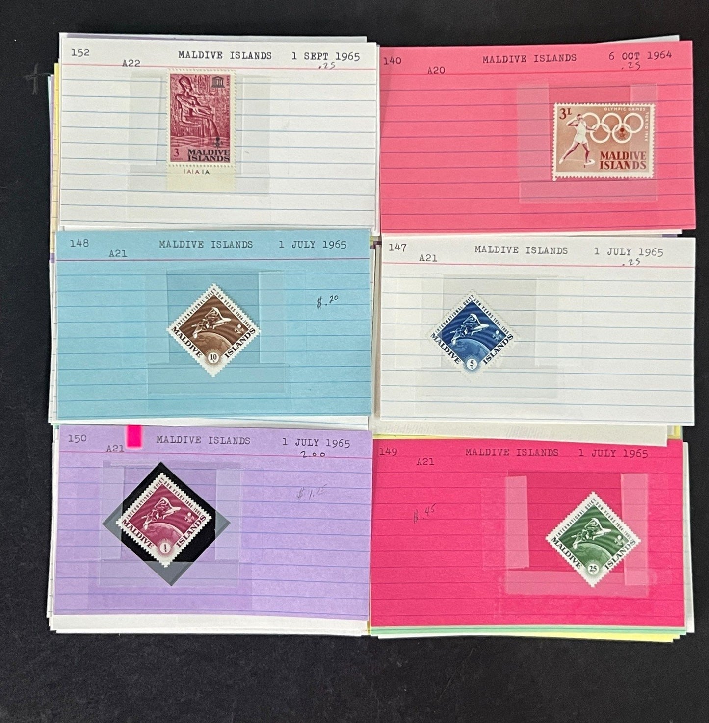 Maldive Islands Stamp Collection Dealer Cards Mint/Used Mix $230 CV ZAYIX