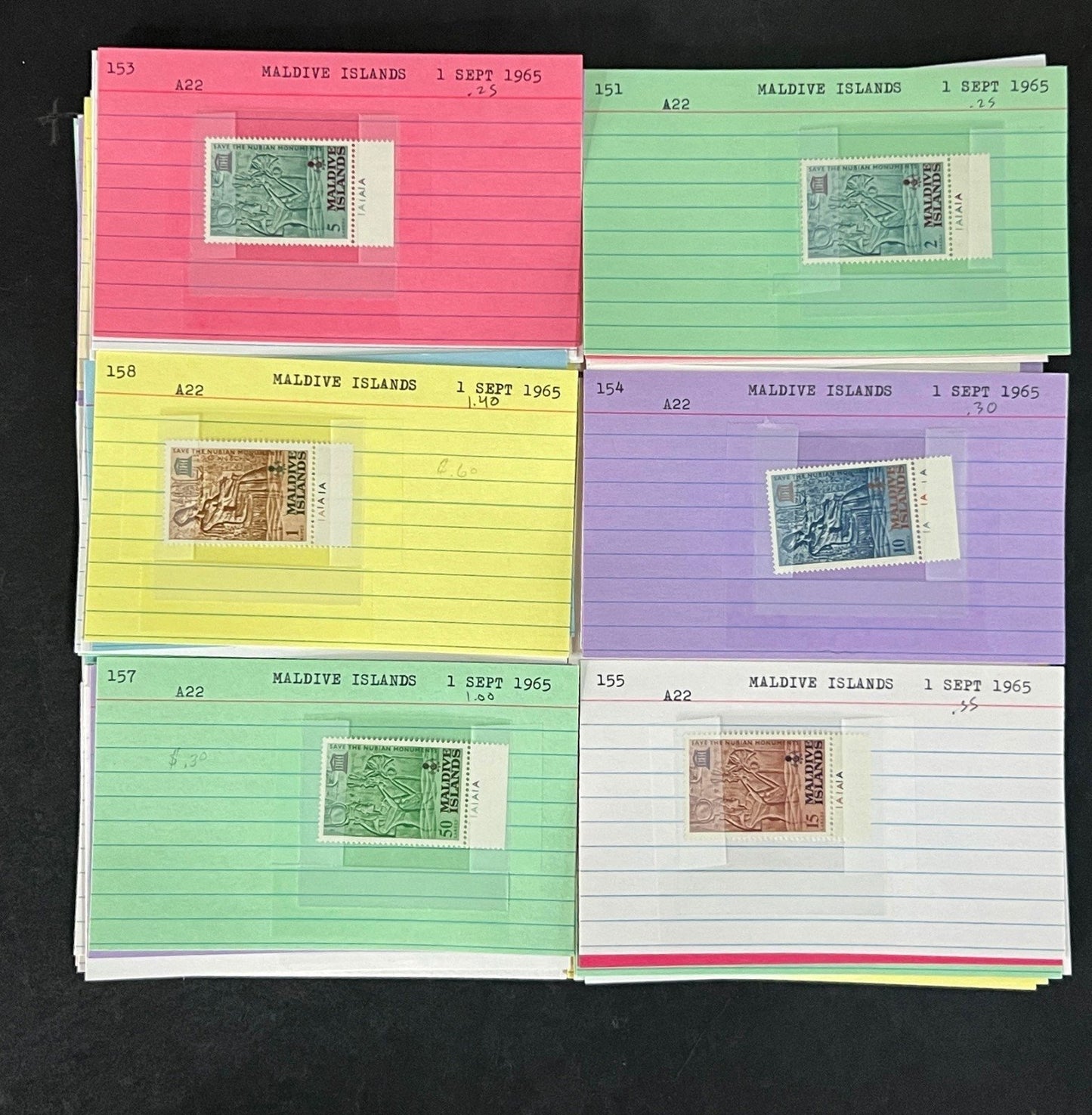 Maldive Islands Stamp Collection Dealer Cards Mint/Used Mix $230 CV ZAYIX