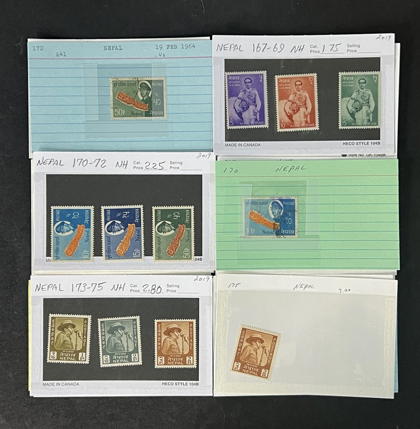 Nepal Stamp Collection Dealer Cards Mint/Used Mix Classics-Modern $320 CV ZAYIX