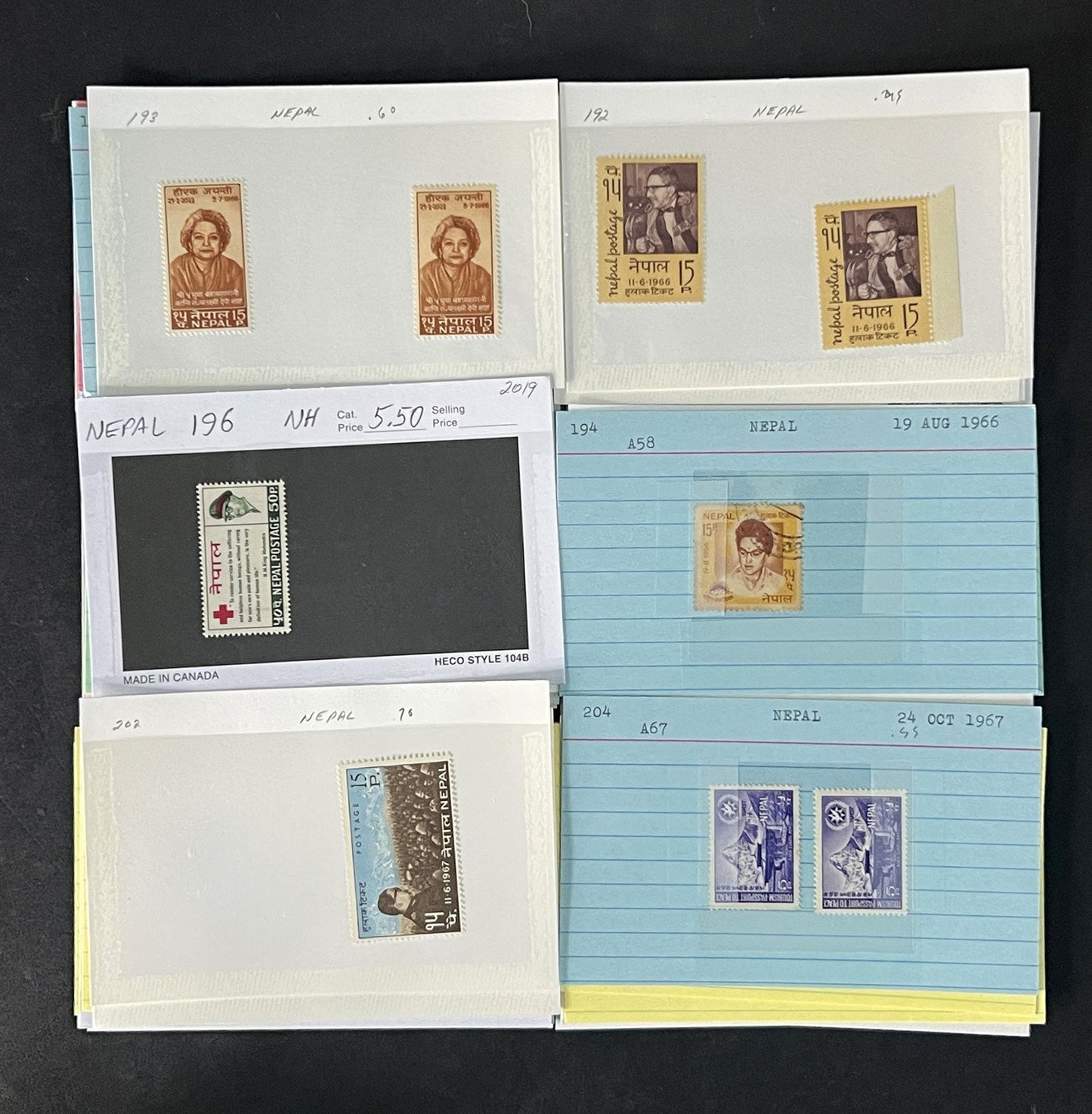 Nepal Stamp Collection Dealer Cards Mint/Used Mix Classics-Modern $320 CV ZAYIX