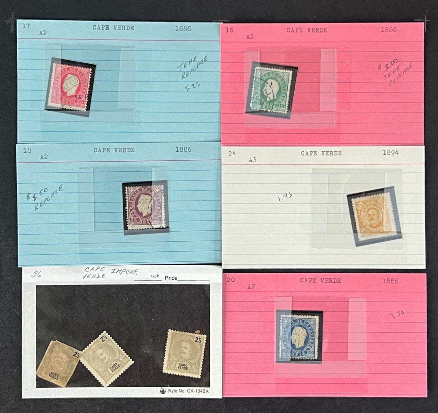 Cape Verde Stamp Collection Mint/Used Classics 96 Dealer Cards $105 CV ZAYIX