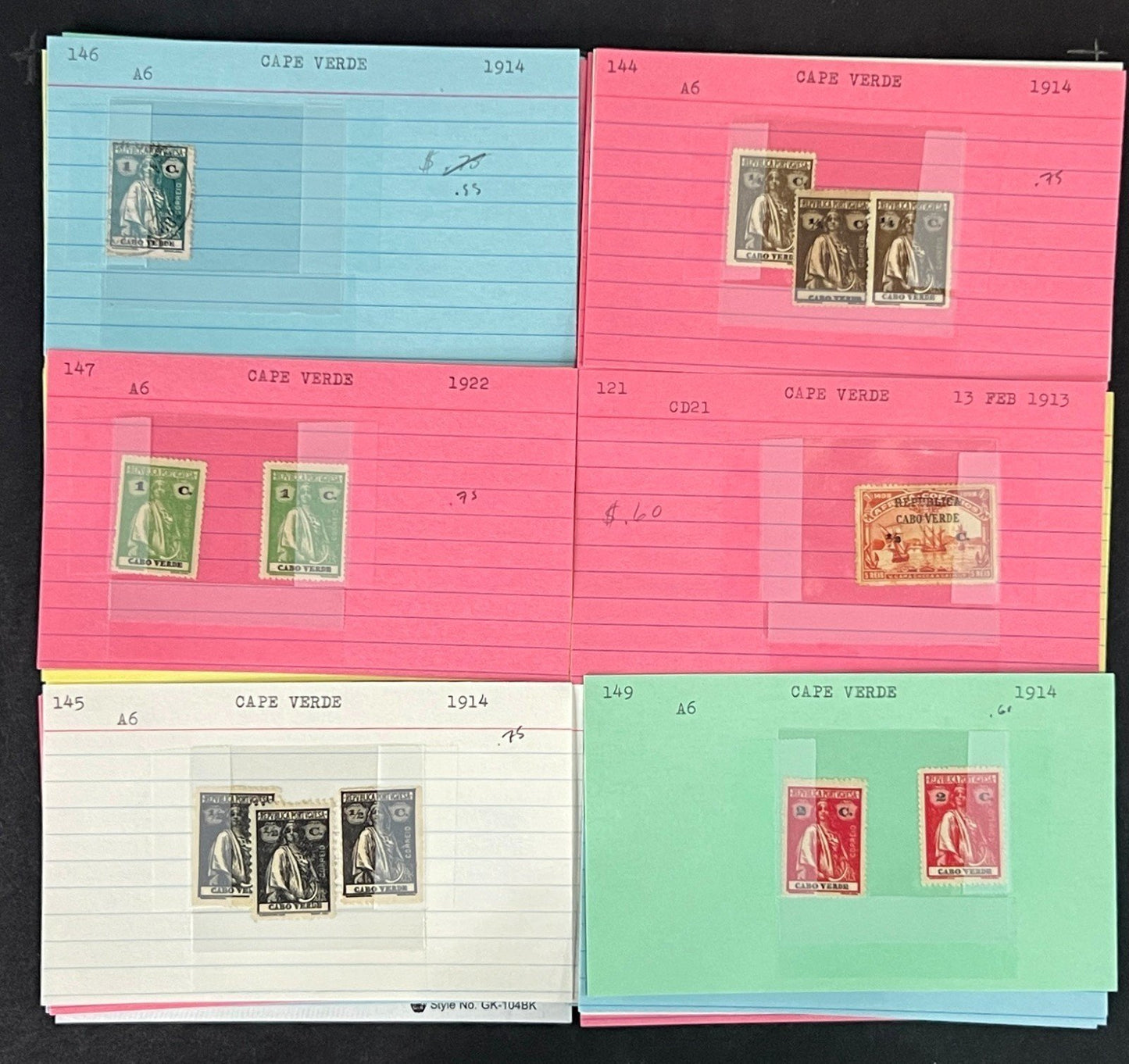 Cape Verde Stamp Collection Mint/Used Classics 96 Dealer Cards $105 CV ZAYIX