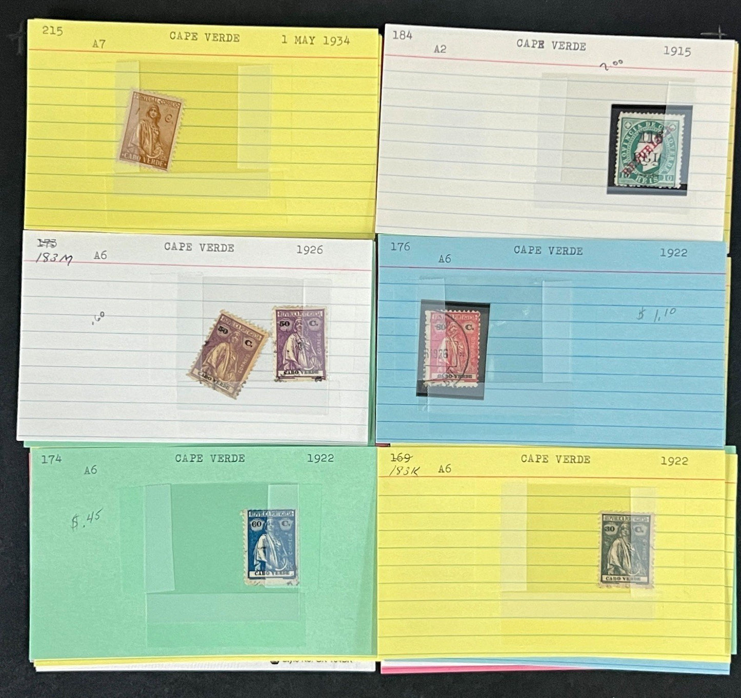 Cape Verde Stamp Collection Mint/Used Classics 96 Dealer Cards $105 CV ZAYIX