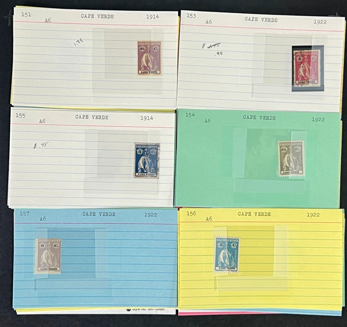 Cape Verde Stamp Collection Mint/Used Classics 96 Dealer Cards $105 CV ZAYIX