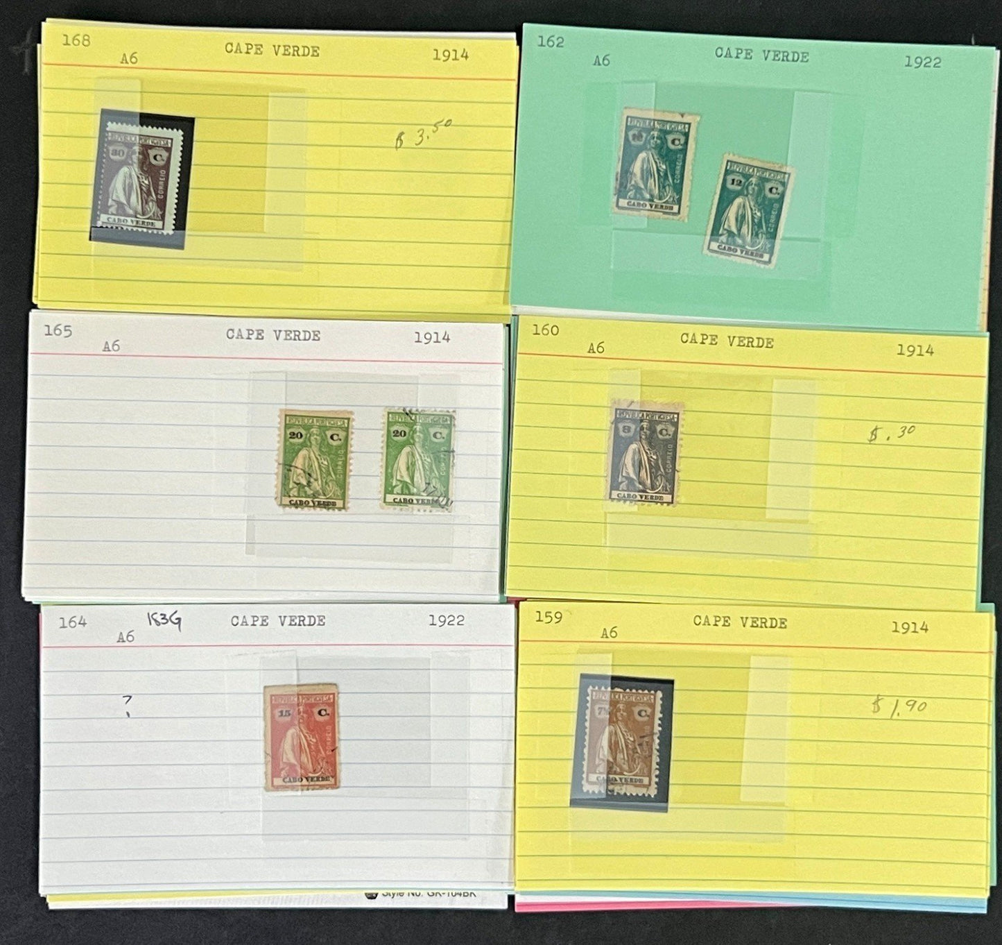 Cape Verde Stamp Collection Mint/Used Classics 96 Dealer Cards $105 CV ZAYIX