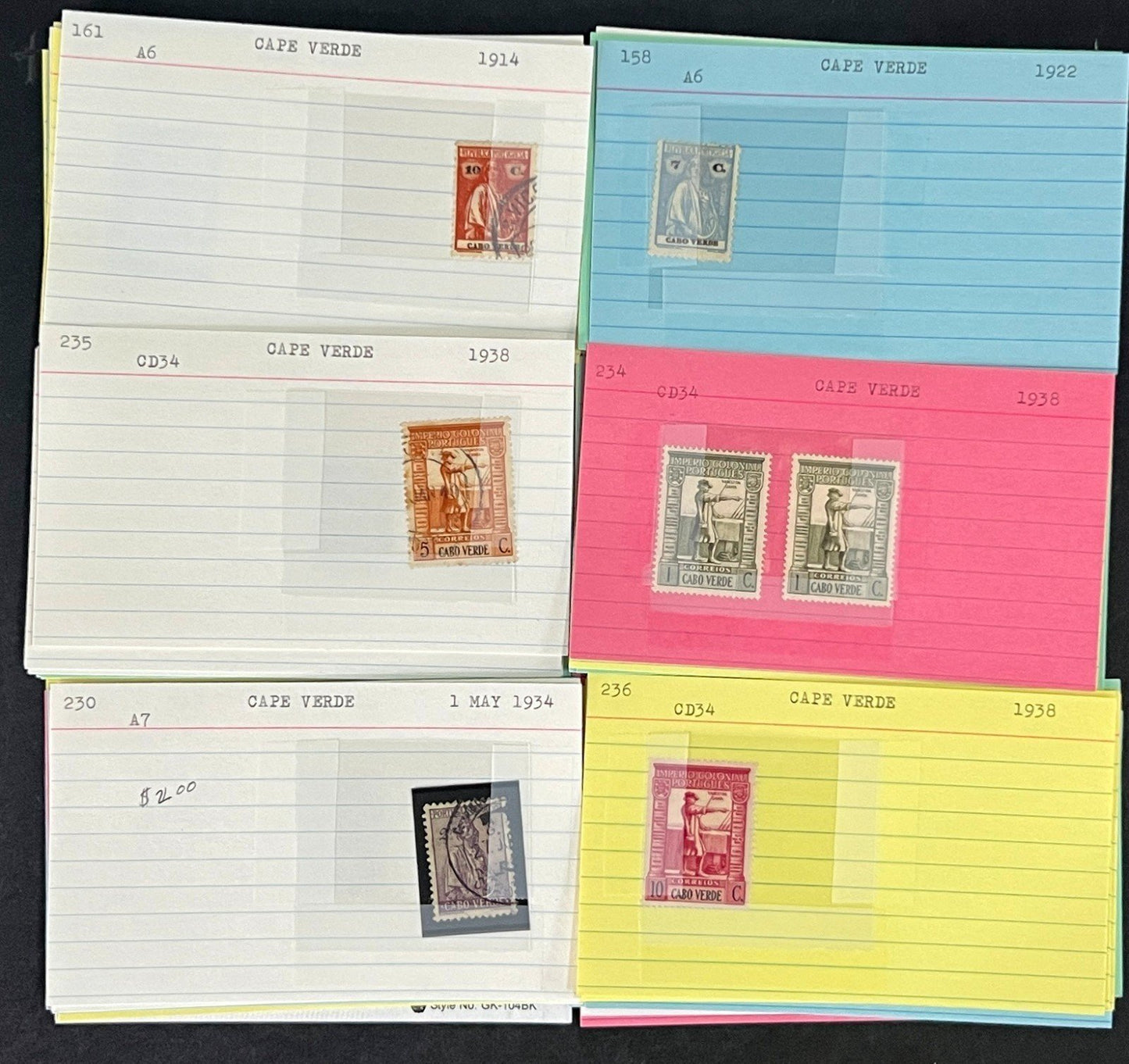Cape Verde Stamp Collection Mint/Used Classics 96 Dealer Cards $105 CV ZAYIX