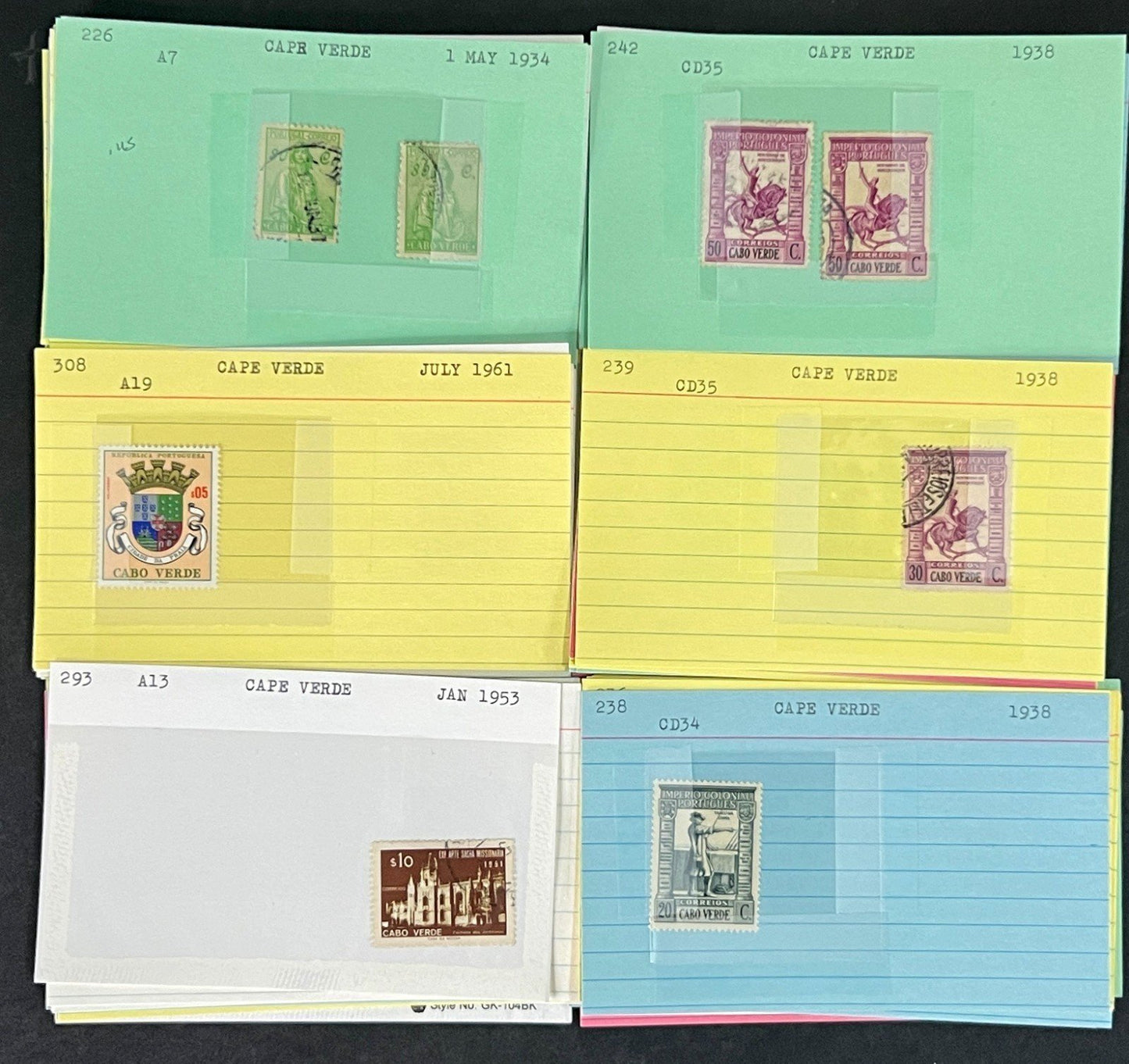 Cape Verde Stamp Collection Mint/Used Classics 96 Dealer Cards $105 CV ZAYIX