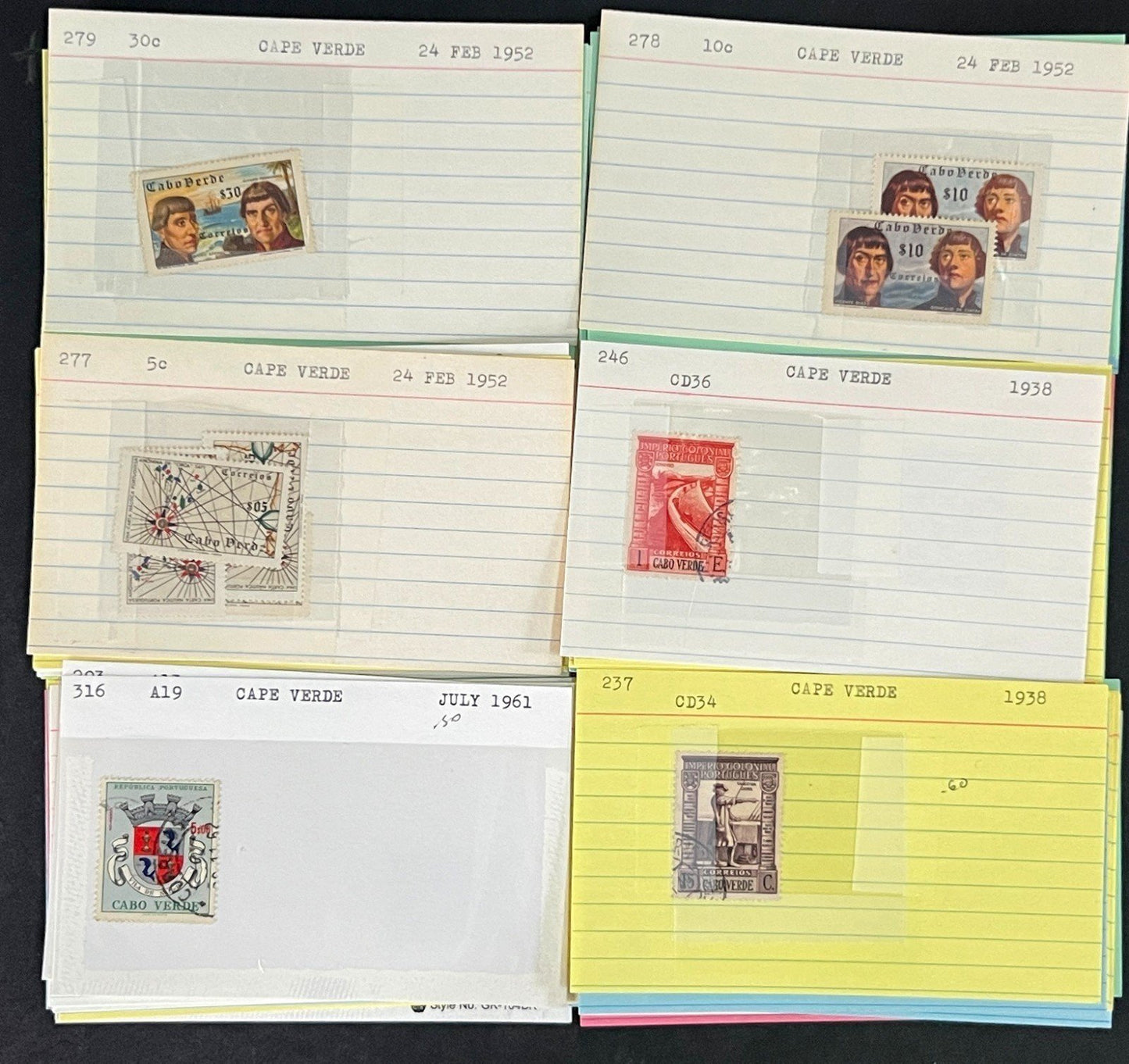 Cape Verde Stamp Collection Mint/Used Classics 96 Dealer Cards $105 CV ZAYIX