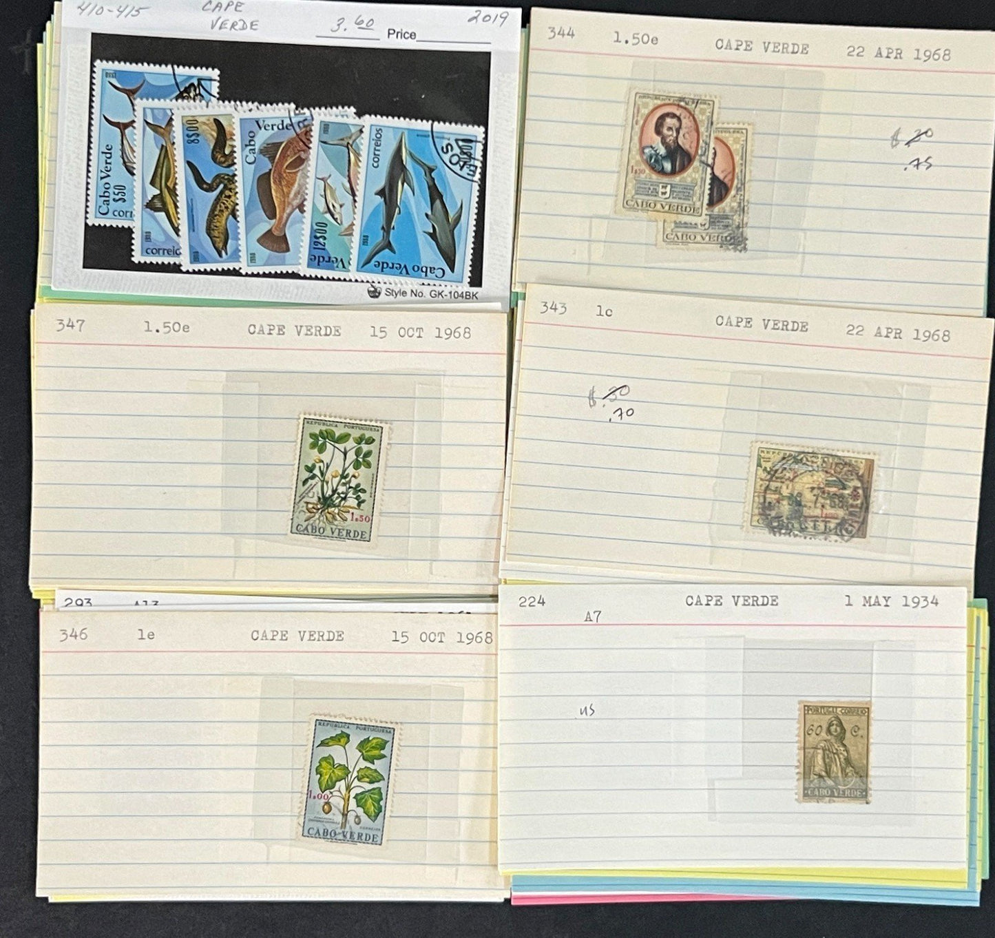 Cape Verde Stamp Collection Mint/Used Classics 96 Dealer Cards $105 CV ZAYIX