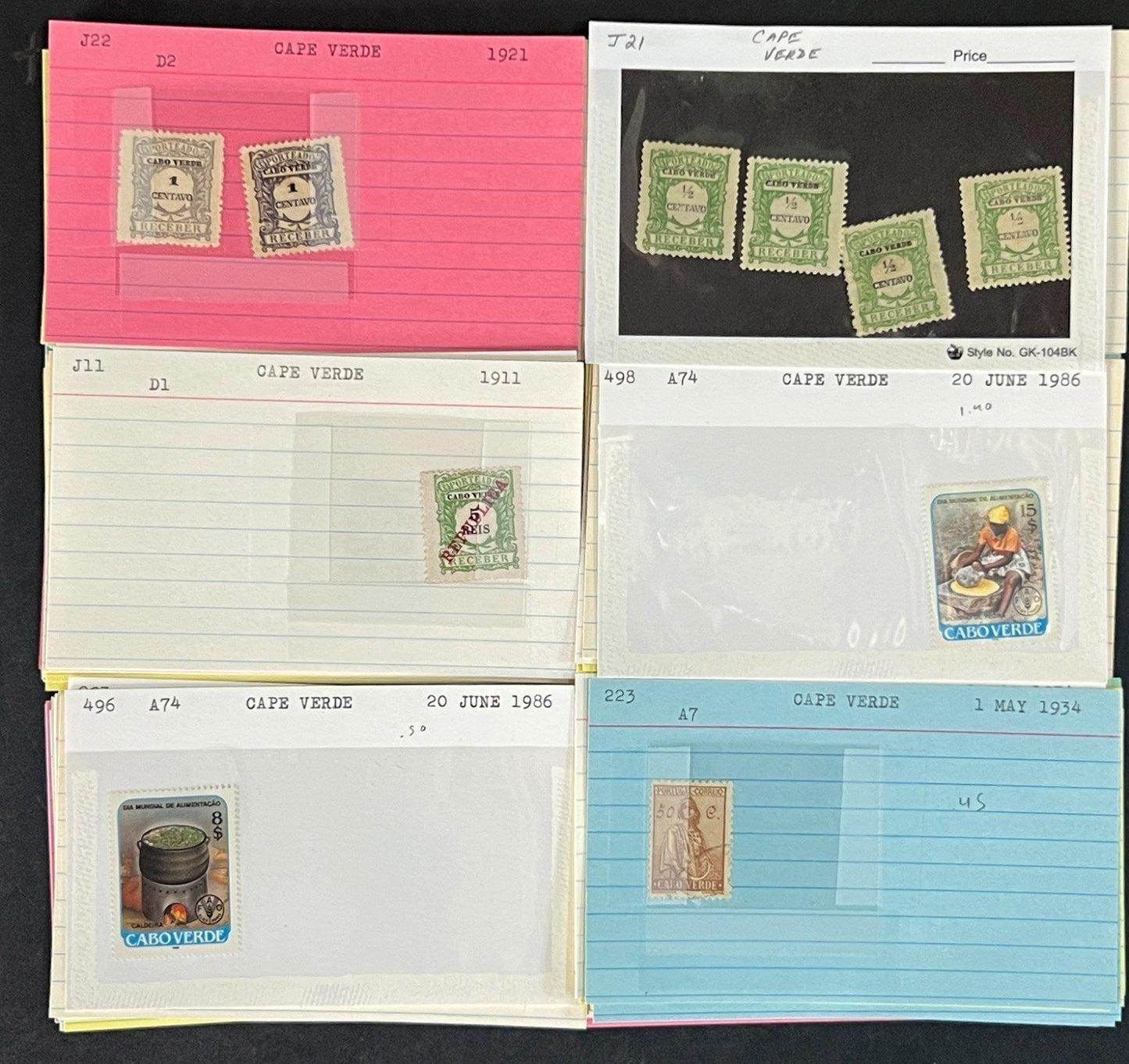 Cape Verde Stamp Collection Mint/Used Classics 96 Dealer Cards $105 CV ZAYIX